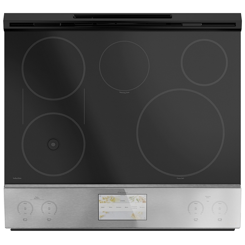 Cafe 30 in. 5.3 cu. ft. Smart Air Fry True European Convection Slide-In Electric Range with 5 Induction Burners - Platinum Glass, Platinum Glass, hires