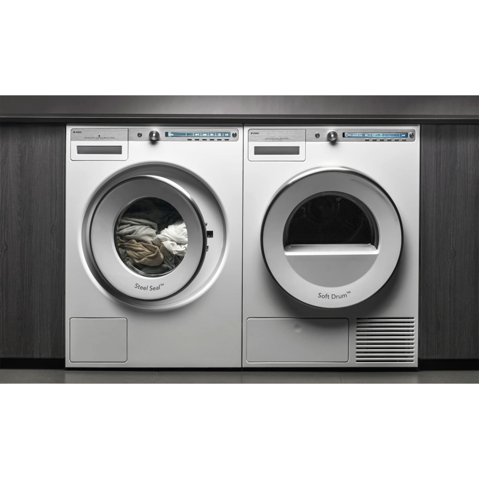 Asko Logic 24 in. 5.1 cu. ft. Stackable Ventless Electric Dryer with Heat Pump, Sensor Dry & Steam Cycle - White, , hires