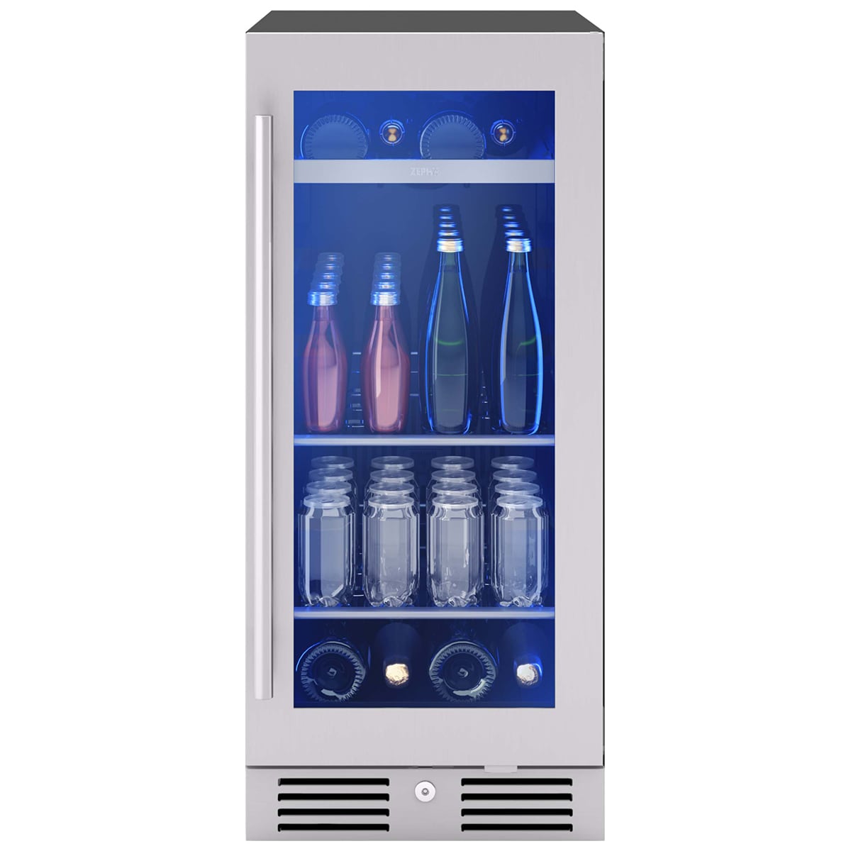 Zephyr Presrv Series 15 in. Built-In/Freestanding 3.4 cu. ft. Compact Beverage Center with Adjustable Shelves & Digital Control - Stainless Steel, , hires