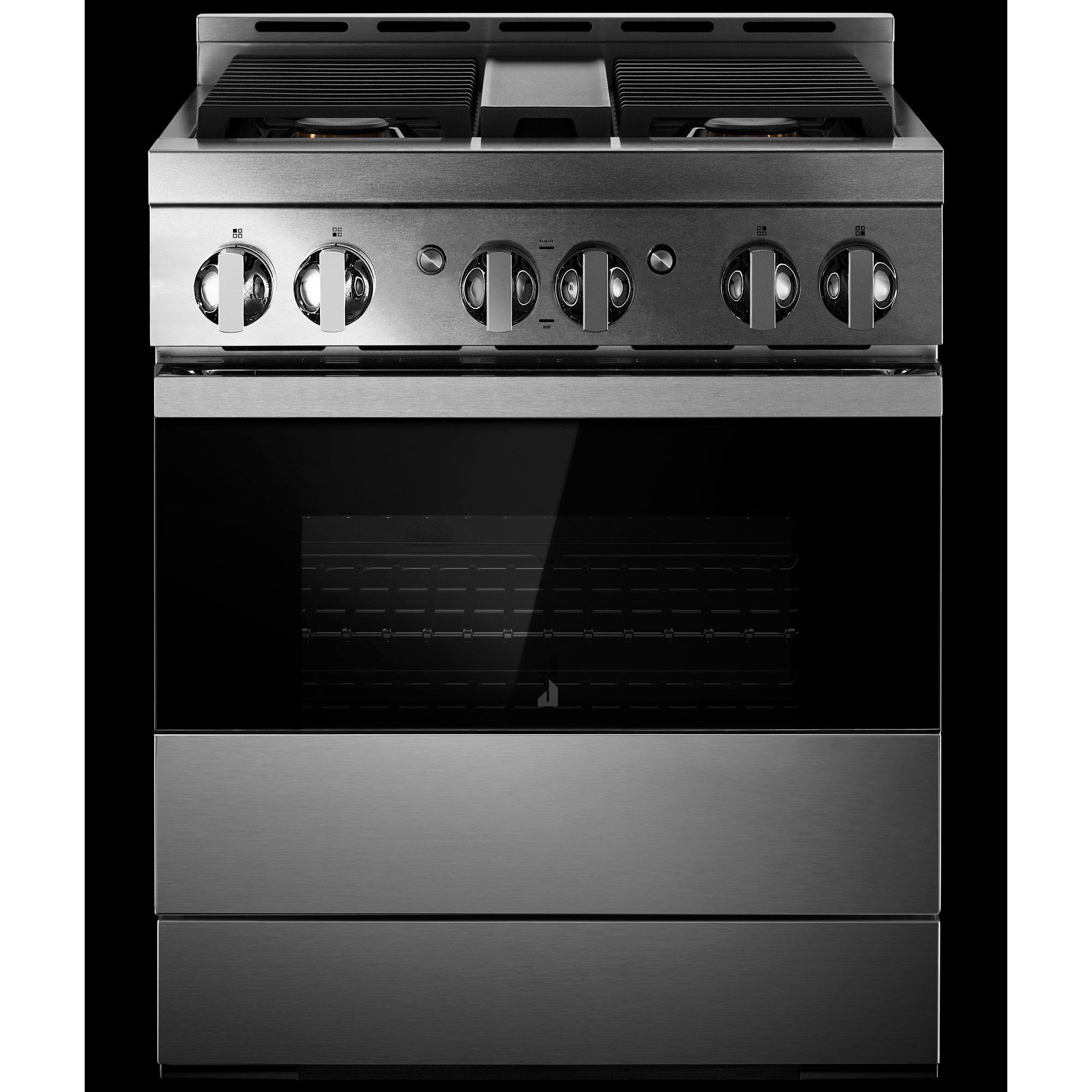 JennAir Noir Series 30 in. 4.1 cu. ft. Smart True European Convection Gas Range with 4 Sealed Burners - Stainless Steel, , hires
