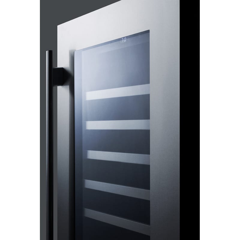 Summit Classic Collection 18 in. Undercounter Wine Cooler with Wood Racks, Single Temperature Zone & 29 Bottle Capacity - Stainless Steel, , hires