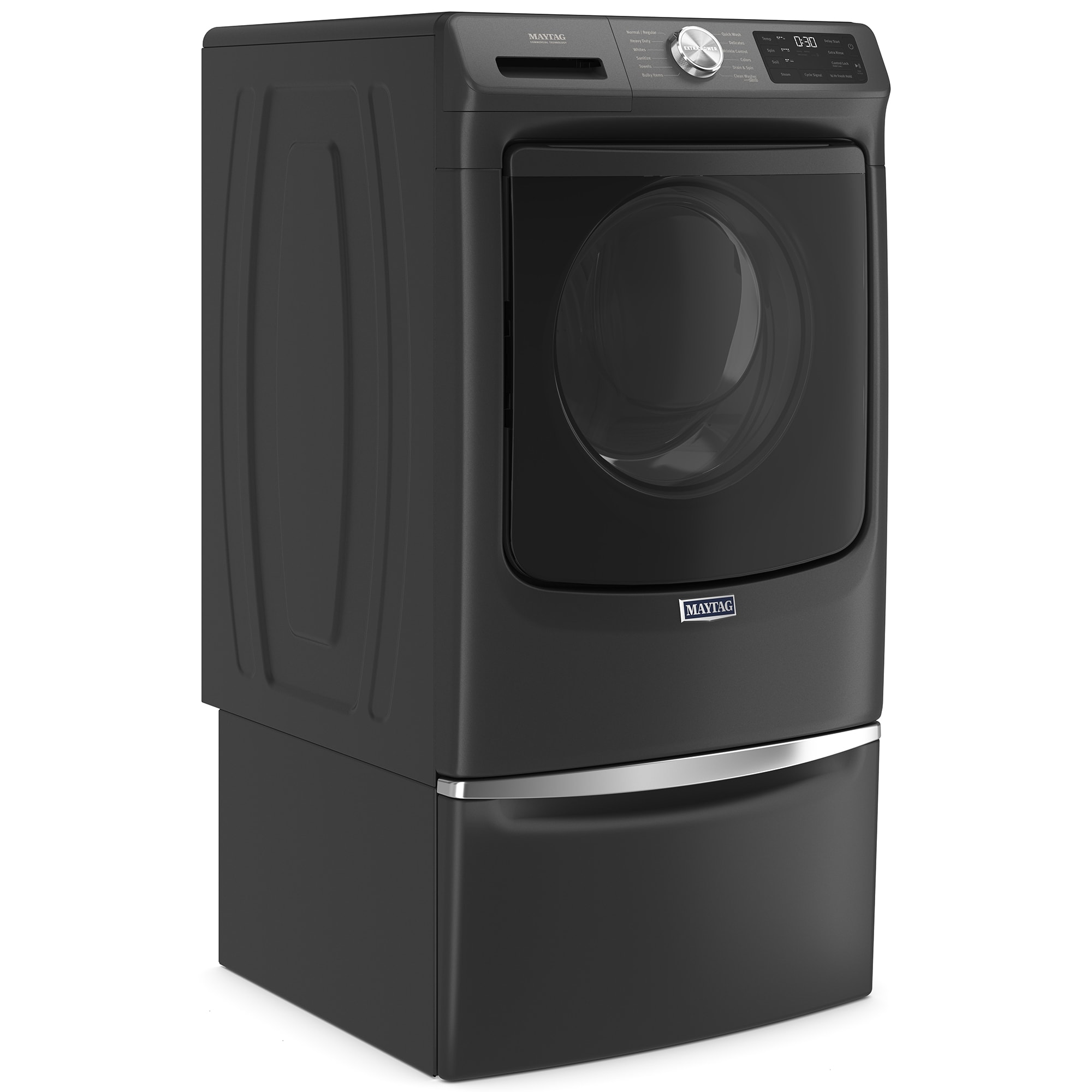 Maytag 27 in. 4.8 cu. ft. Stackable Front Load Washer with Extra Power and 16-Hr Fresh Hold - Volcano Black, Volcano Black, hires