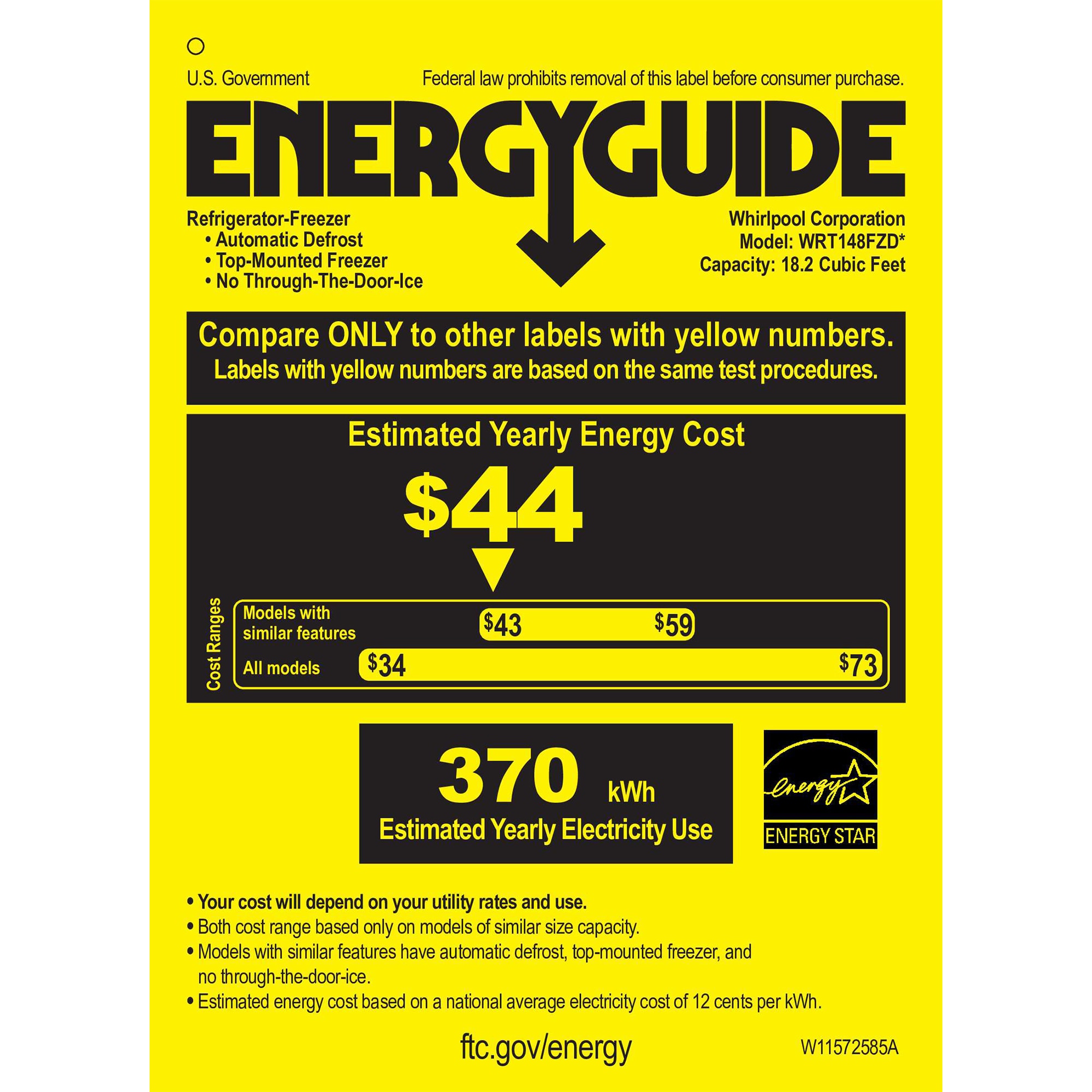 Whirlpool 30 in. 18.2 cu. ft. Top Freezer Refrigerator - White, White, hires