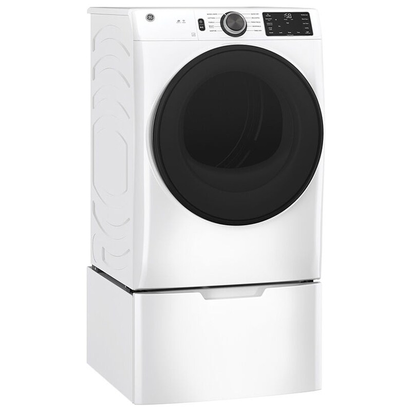 GE 28 in. 7.8 cu. ft. Smart Stackable Gas Dryer with Sanitize Cycle & Sensor Dry - White, White, hires