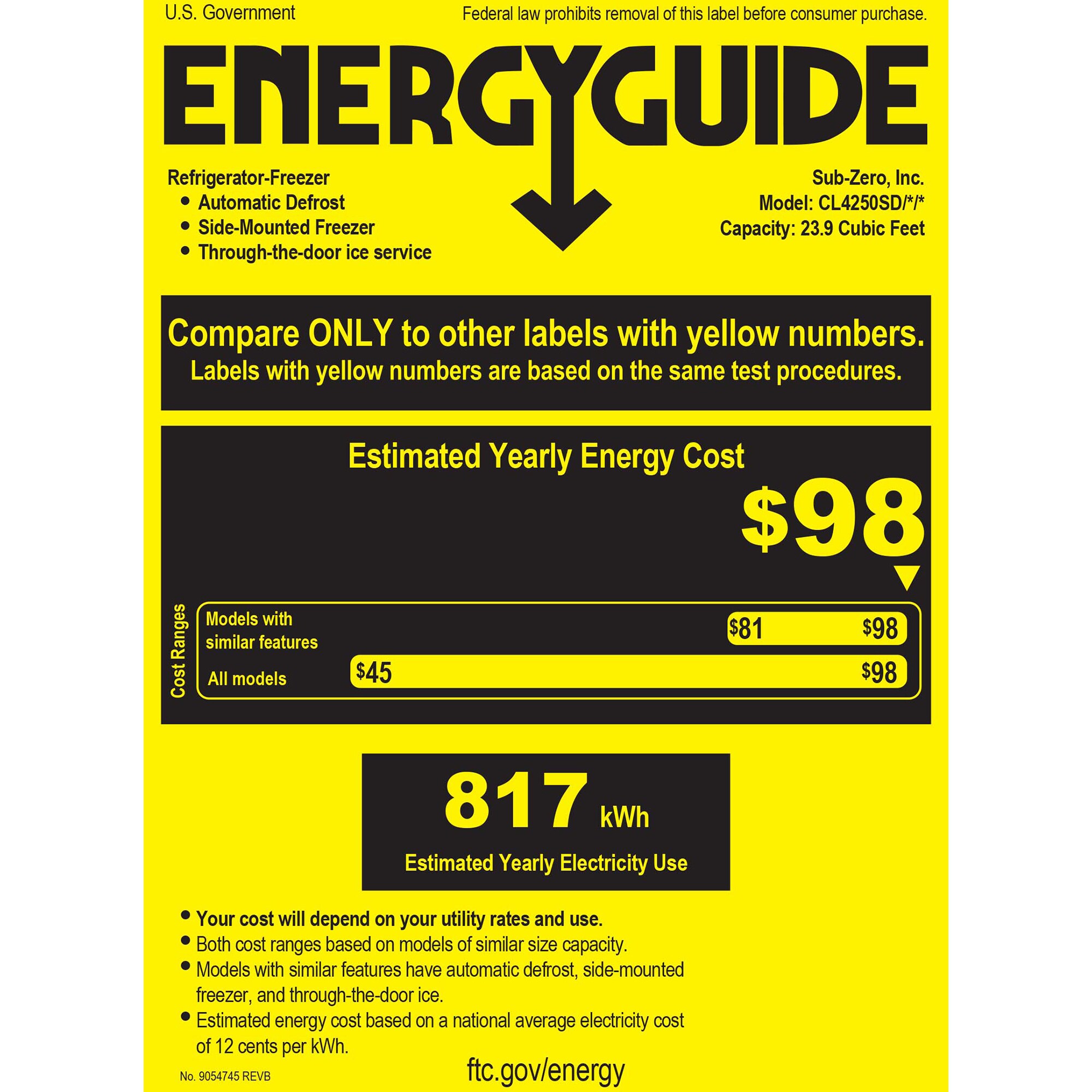 Sub-Zero Classic 42 in. 24.0 cu. ft. Built-In Smart Side-by-Side Refrigerator with Tubular Handles, External Filtered Ice & Water Dispenser - Stainless Steel, , hires
