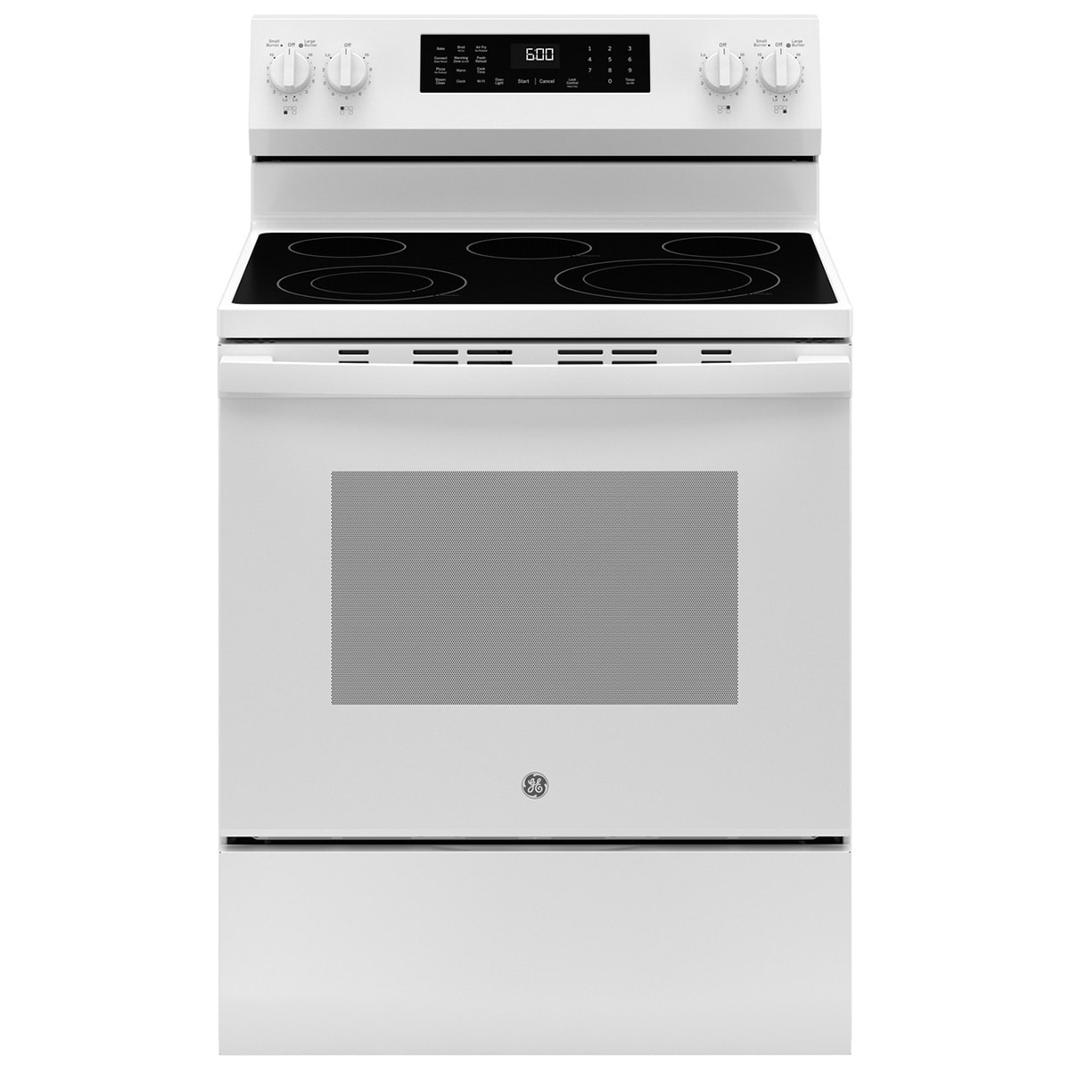 GE 30 in. 5.3 cu. ft. Smart Air Fry Standard Convection Electric Range with Radiant Burners - White, White, hires