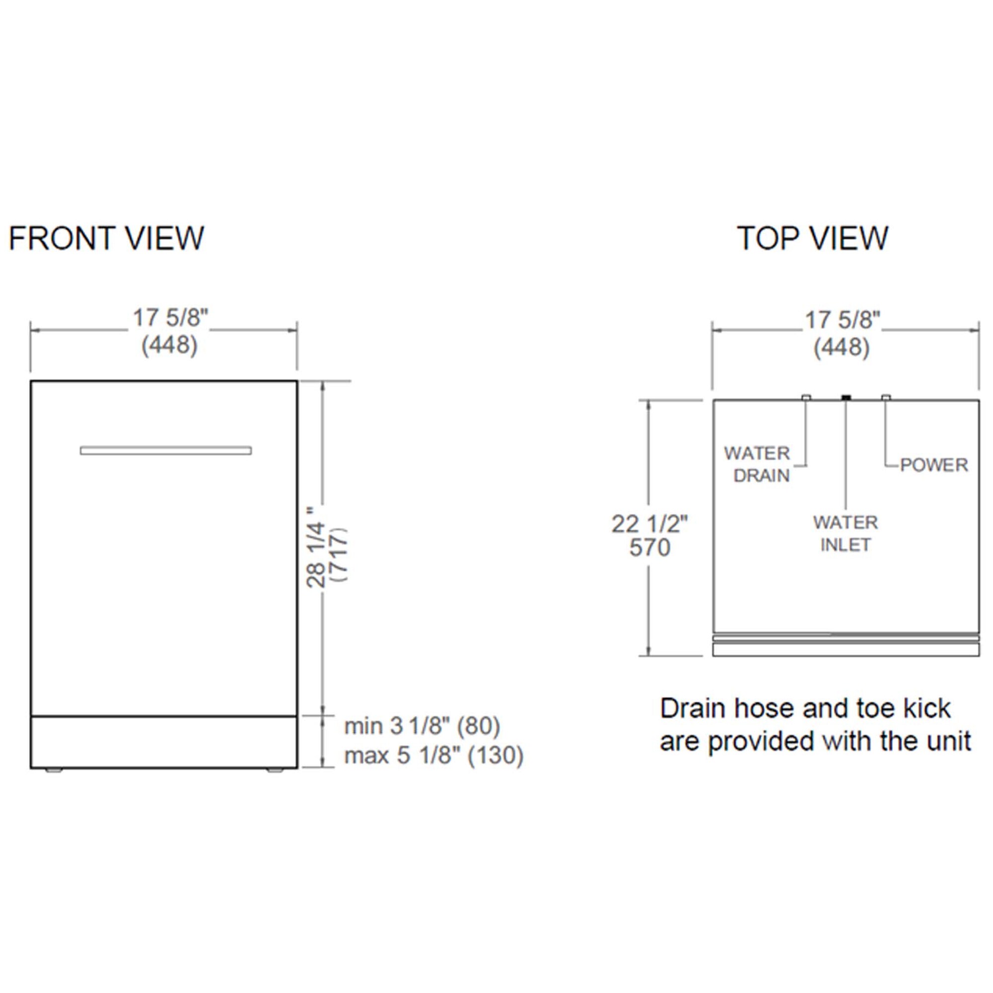 Bertazzoni 18 in. Top Control Dishwasher with 51 dBa Sound Level & ActiveDry - Stainless Steel, , hires