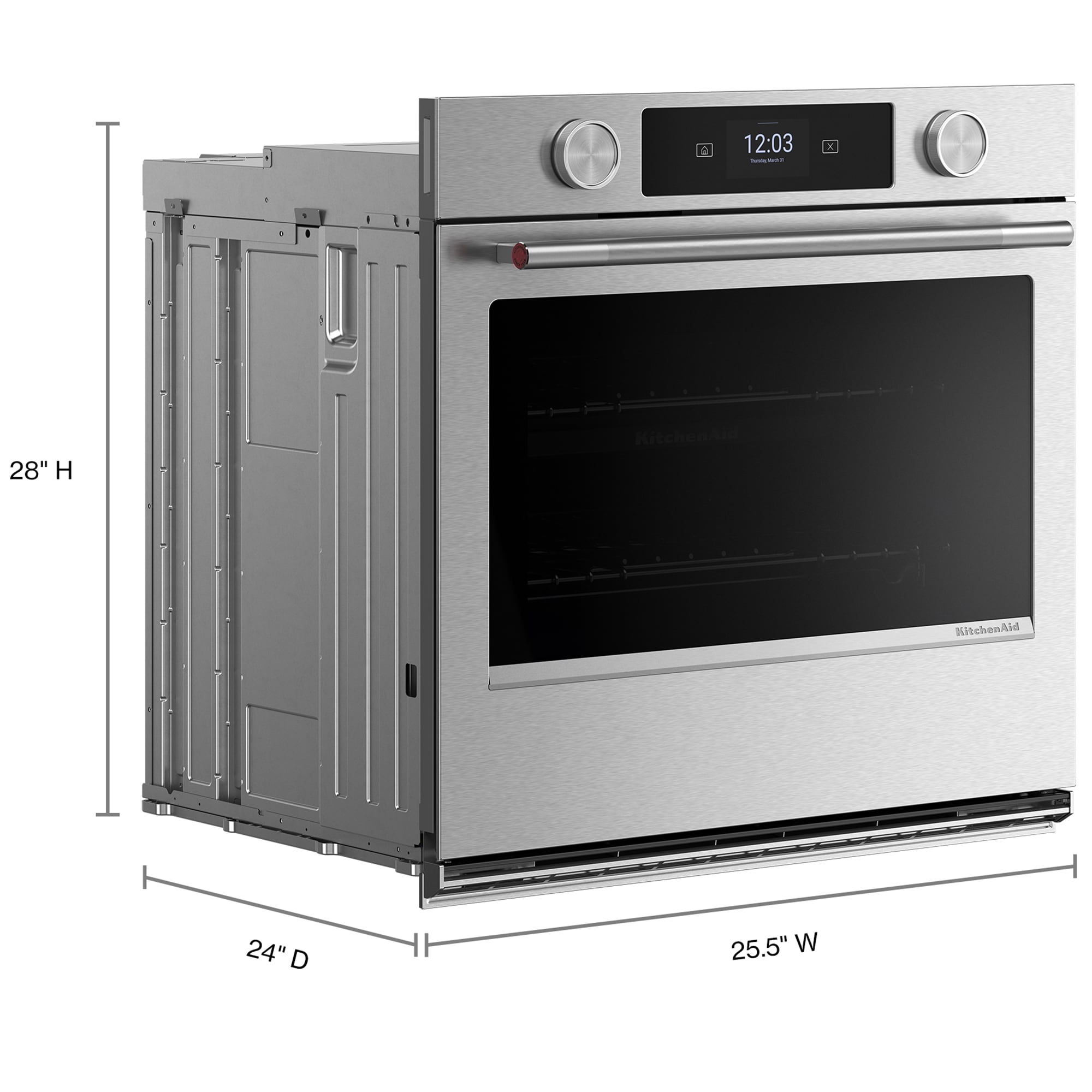 KitchenAid 27 in. 4.3 cu. ft. Smart Steam Electric Single Wall Oven with True European Convection - Stainless Steel with PrintShield Finish, , hires