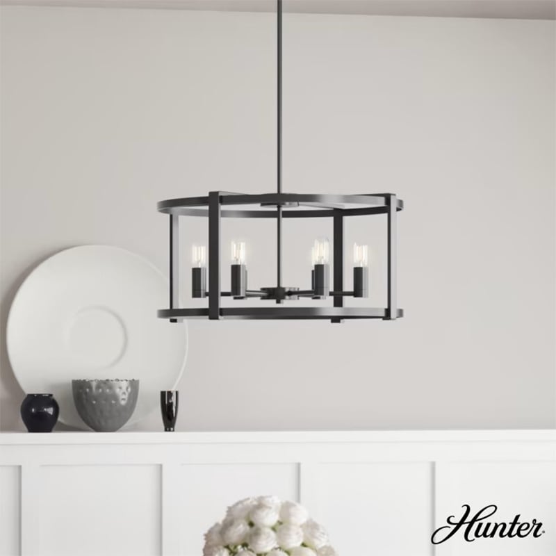 Hunter Astwood 26 in. 6-Light Chandelier - Matte Black, , hires