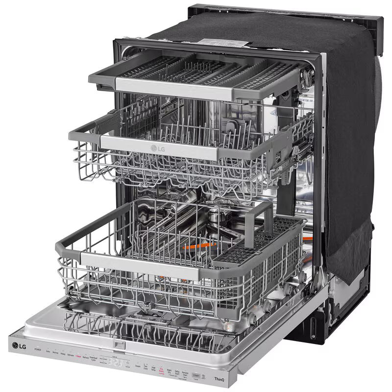 LG 24 in. Top Control Smart Dishwasher with 42 dBa Sound Level, 3rd-Rack, Dynamic Heat Dry & Pocket - PrintProof Stainless Steel, PrintProof Stainless Steel, hires