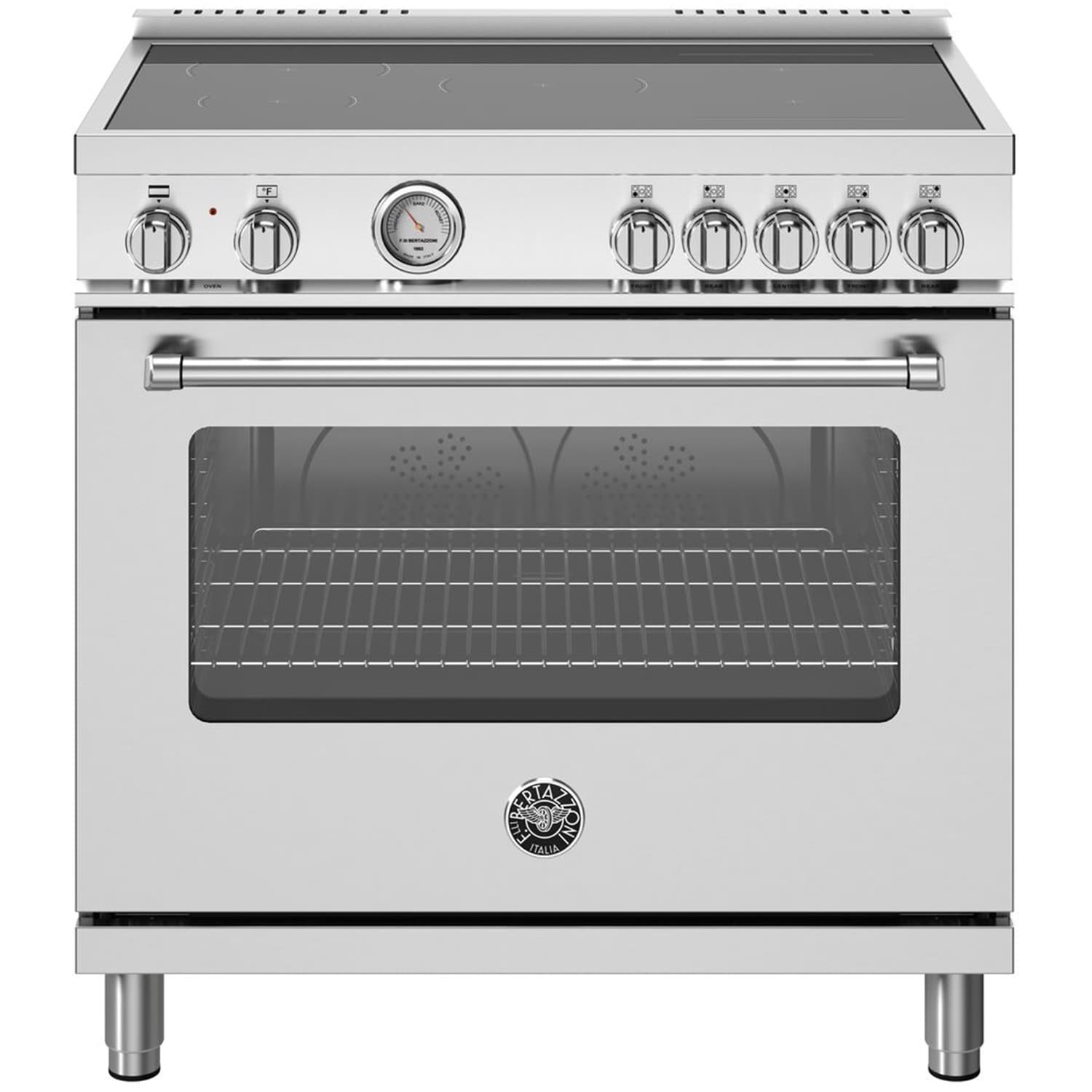 Bertazzoni Master Series 36 in. 5.9 cu. ft. Dual Convection Electric Range with 5 Induction Burners - Stainless Steel, , hires