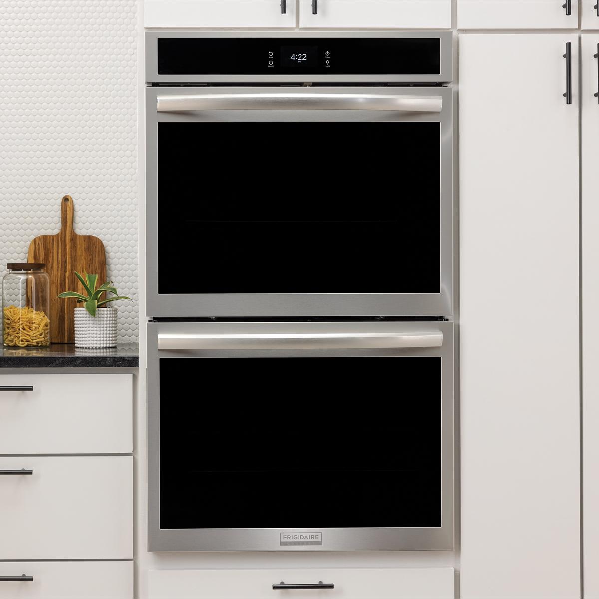 Frigidaire Gallery 30 in. 10.6 cu. ft. Smart Top Control Steam Electric Double Wall Oven with True European Convection - Stainless Steel, , hires