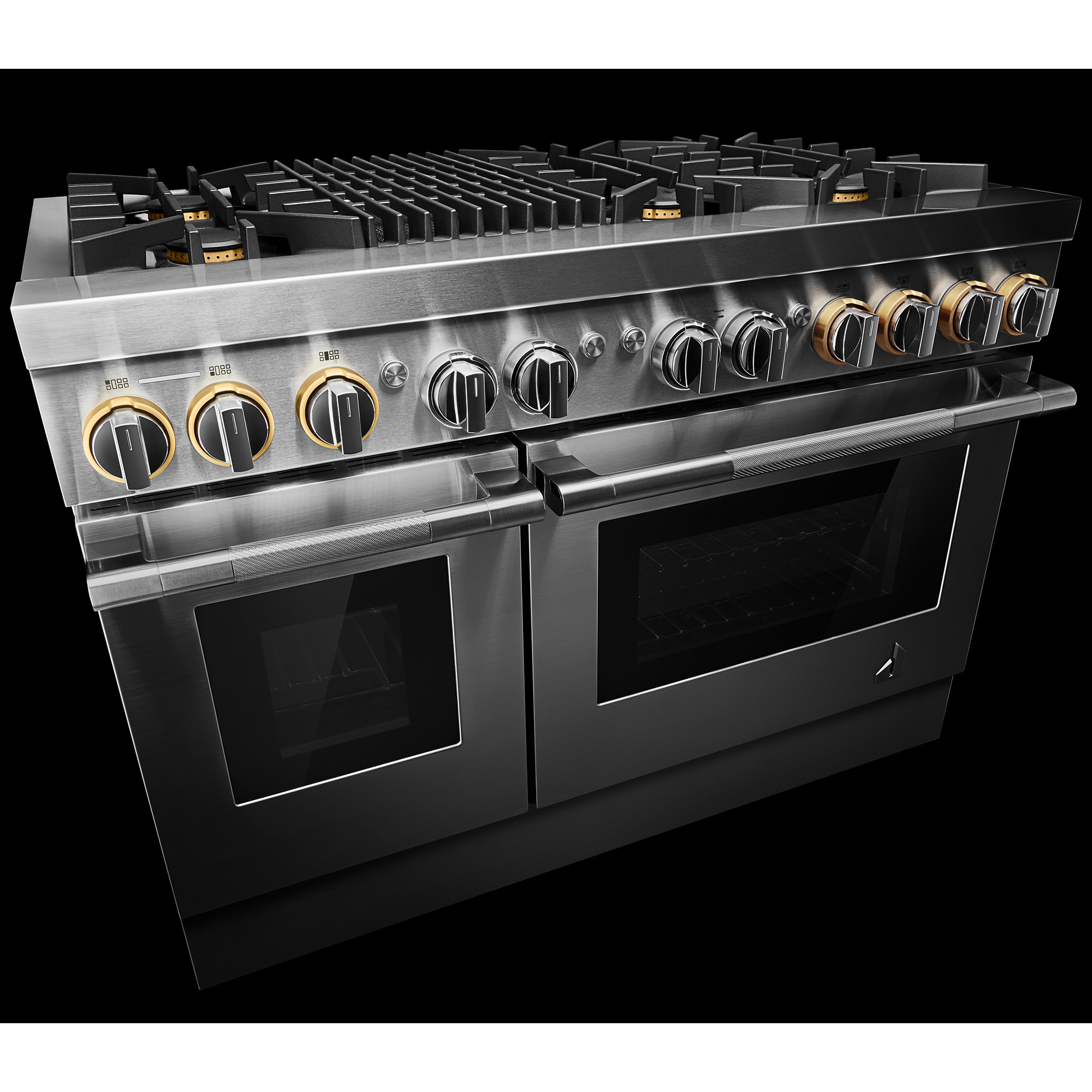 JennAir Rise Series 48 in. 6.3 cu. ft. Smart True European Convection Double Oven Dual Fuel Range with 6 Sealed Burners & Grill - Stainless Steel, , hires