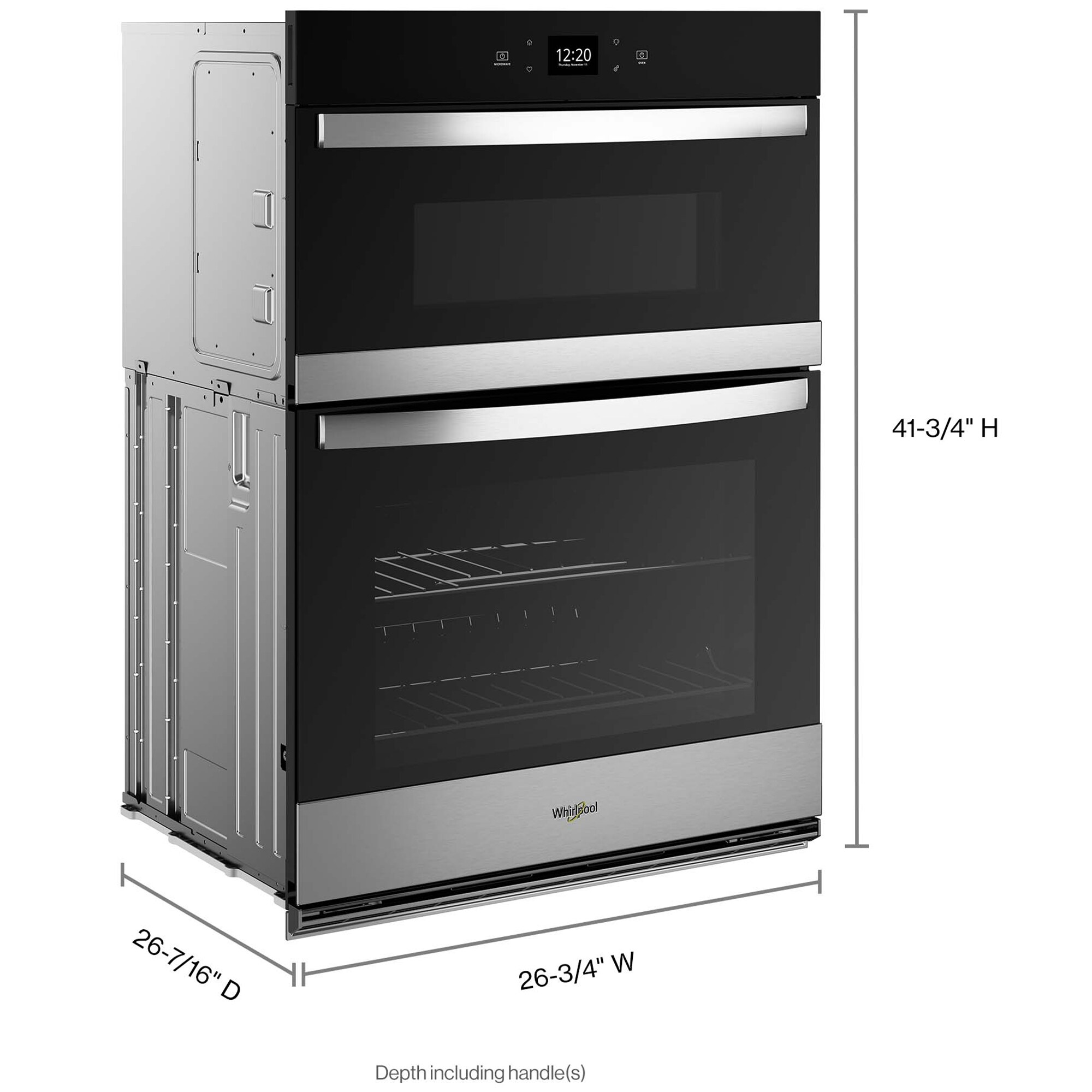 Whirlpool 27 in. 5.7 cu. ft. Smart Electric Microwave/Wall Oven Combo with Standard Convection & Sensor Cooking - Fingerprint Resistant Stainless, , hires