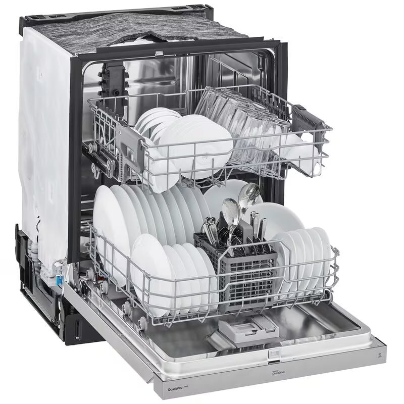 LG 24 in. Front Control Smart Dishwasher with 48 dBa Sound Level & Pocket - Stainless Steel, , hires