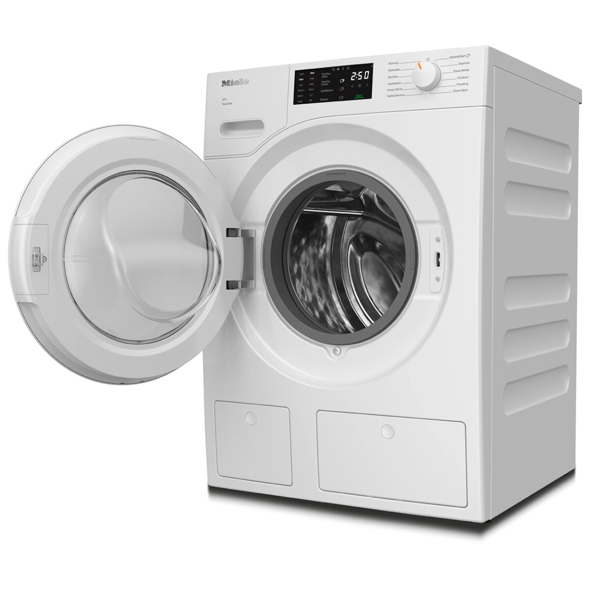 Miele TwinDos 24 in. 2.2 cu. ft. Smart Stackable Front Load Washer with Sanitize & Steam Cycle - Lotus White, , hires