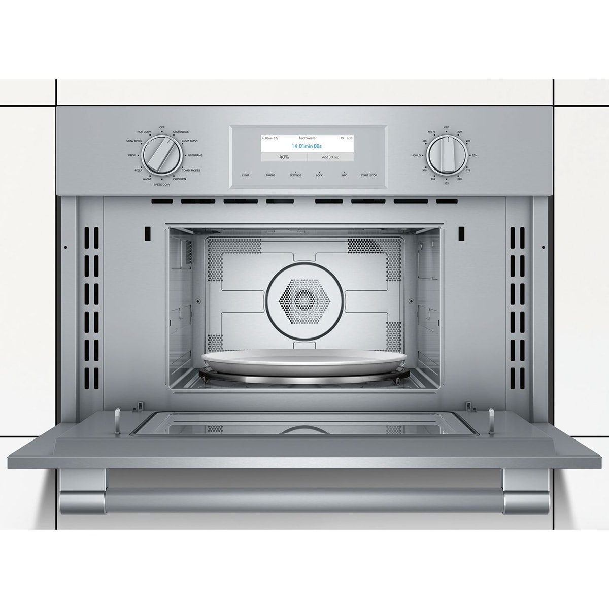 Thermador Professional Series 30 in. 1.6 cu. ft. 1000W Built-In Microwave with Convection & Sensor Cooking - Stainless Steel, , hires