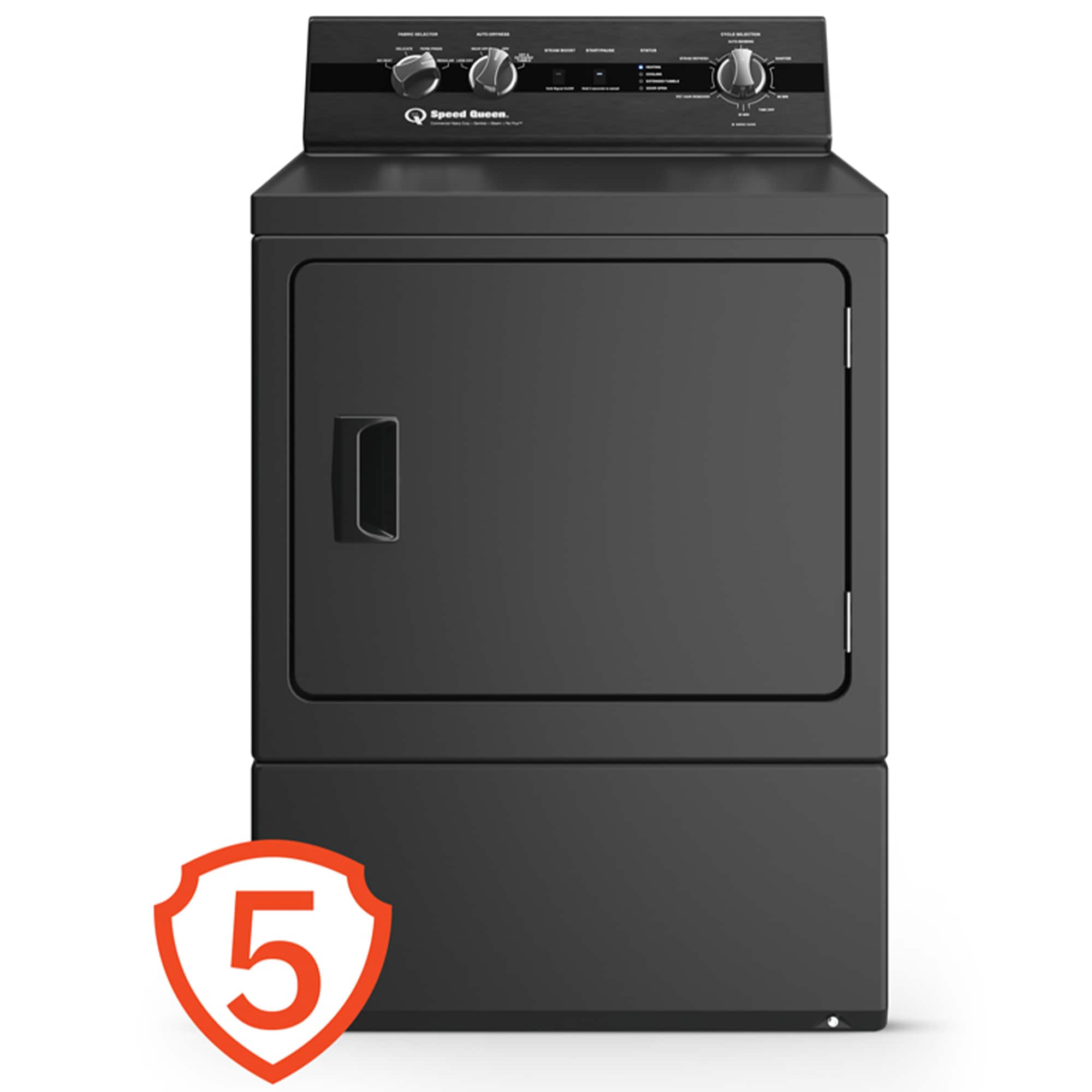 Speed Queen DC5 27 in. 7.0 cu. ft. Electric Dryer with Pet Plus Cycle, Sensor Dry, Sanitize & Steam Cycle - Matte Black, Matte Black, hires