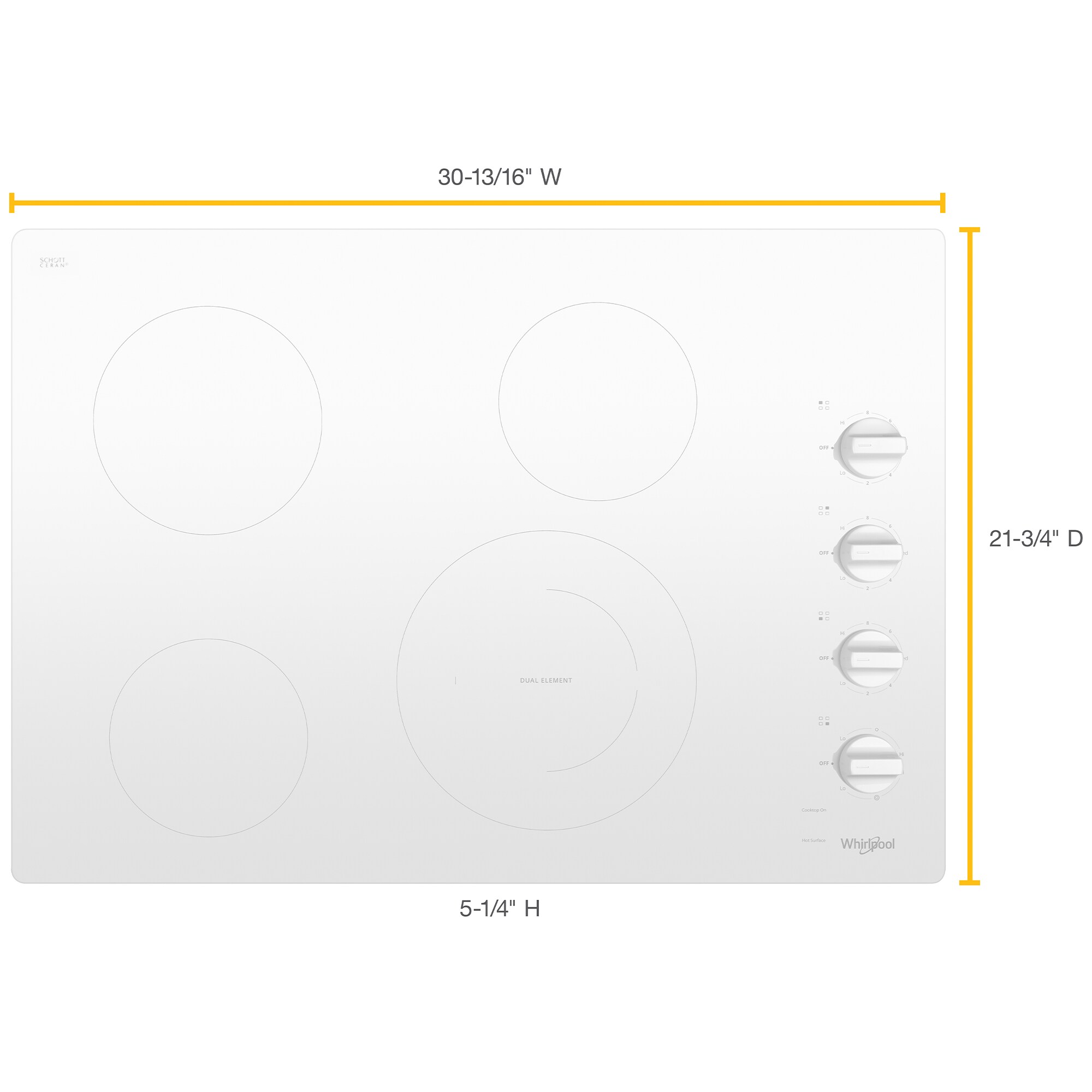 Whirlpool 30 in. 4-Burner Electric Cooktop with Simmer Burner - White, White, hires