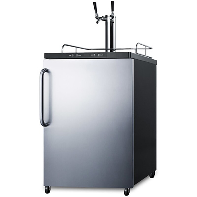 Summit 24 in. 5.6 cu. ft. Beer Dispenser with 2 Taps, Digital Controls & Digital Thermostat - Stainless Steel, , hires