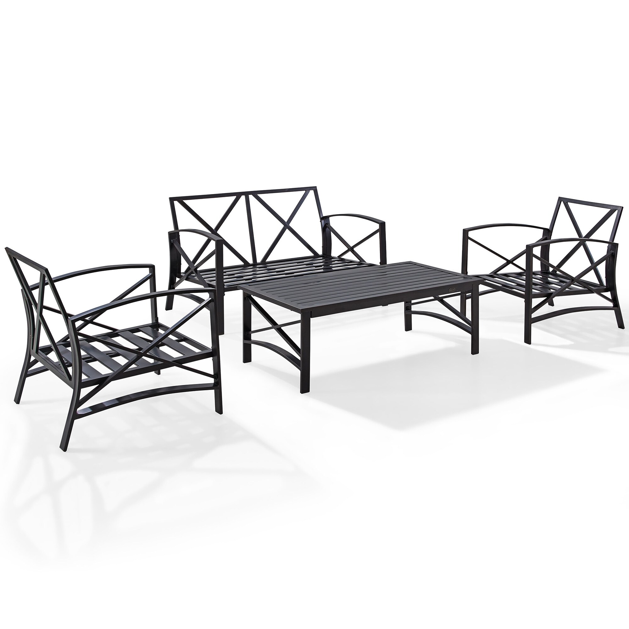 Crosley Kaplan 4-Piece Outdoor Loveseat Patio Furniture Set, Oil Rubbed Bronze with Oatmeal Cushions, , hires