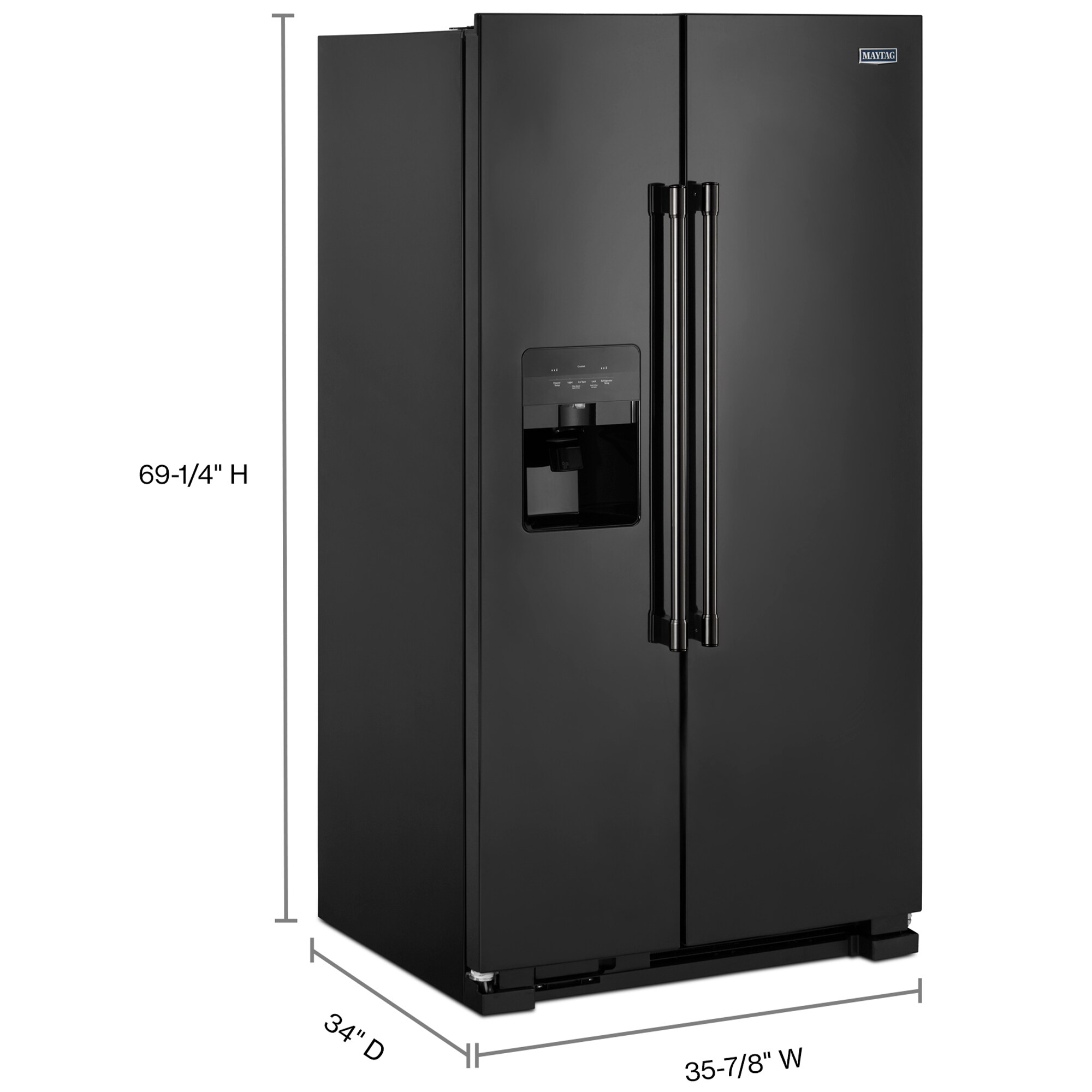 Maytag 36 in. 24.5 cu. ft. Side by Side Refrigerator with Ice & Water Dispenser - Black, Black, hires