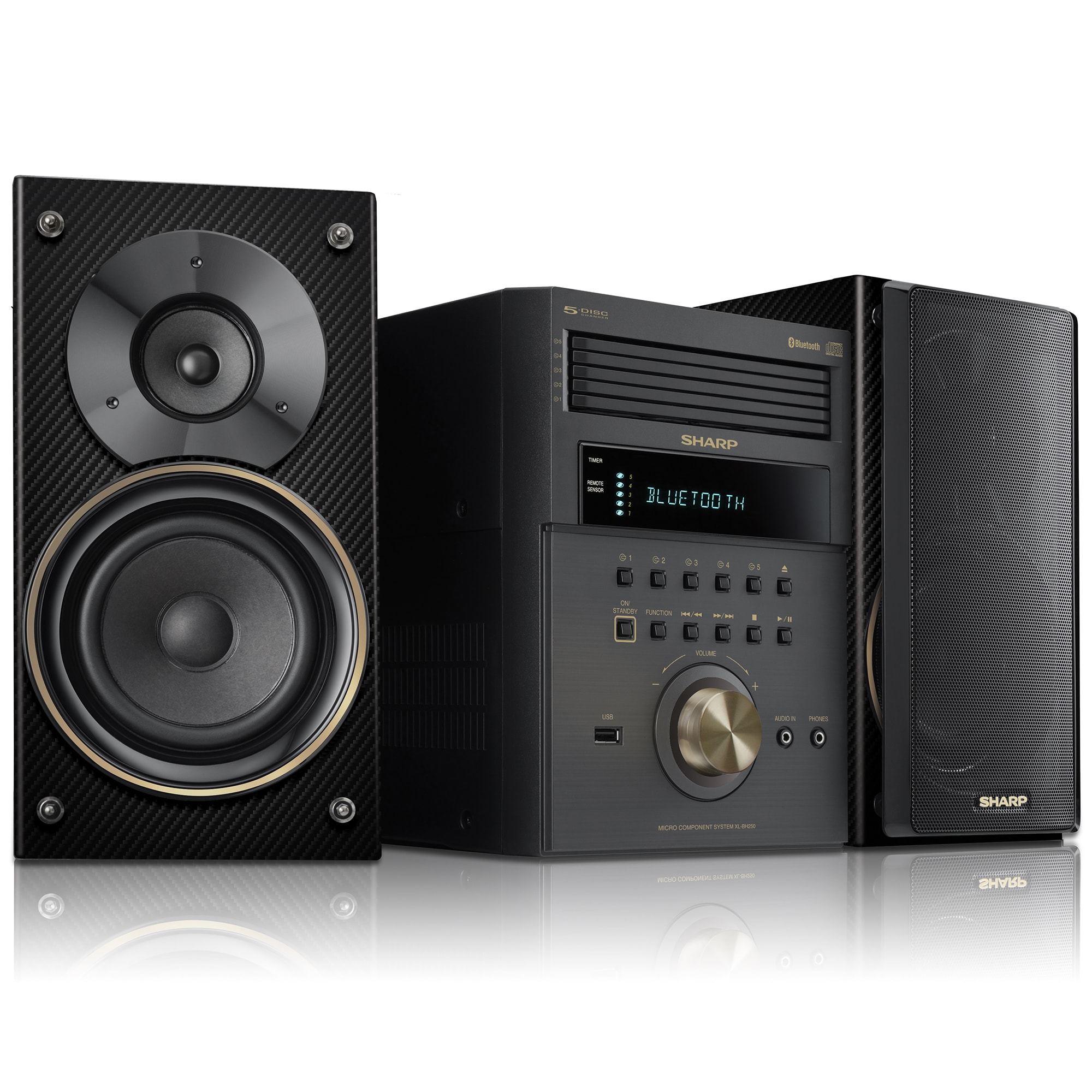 Sharp 5-Disc Bluetooth Micro Shelf System, , hires