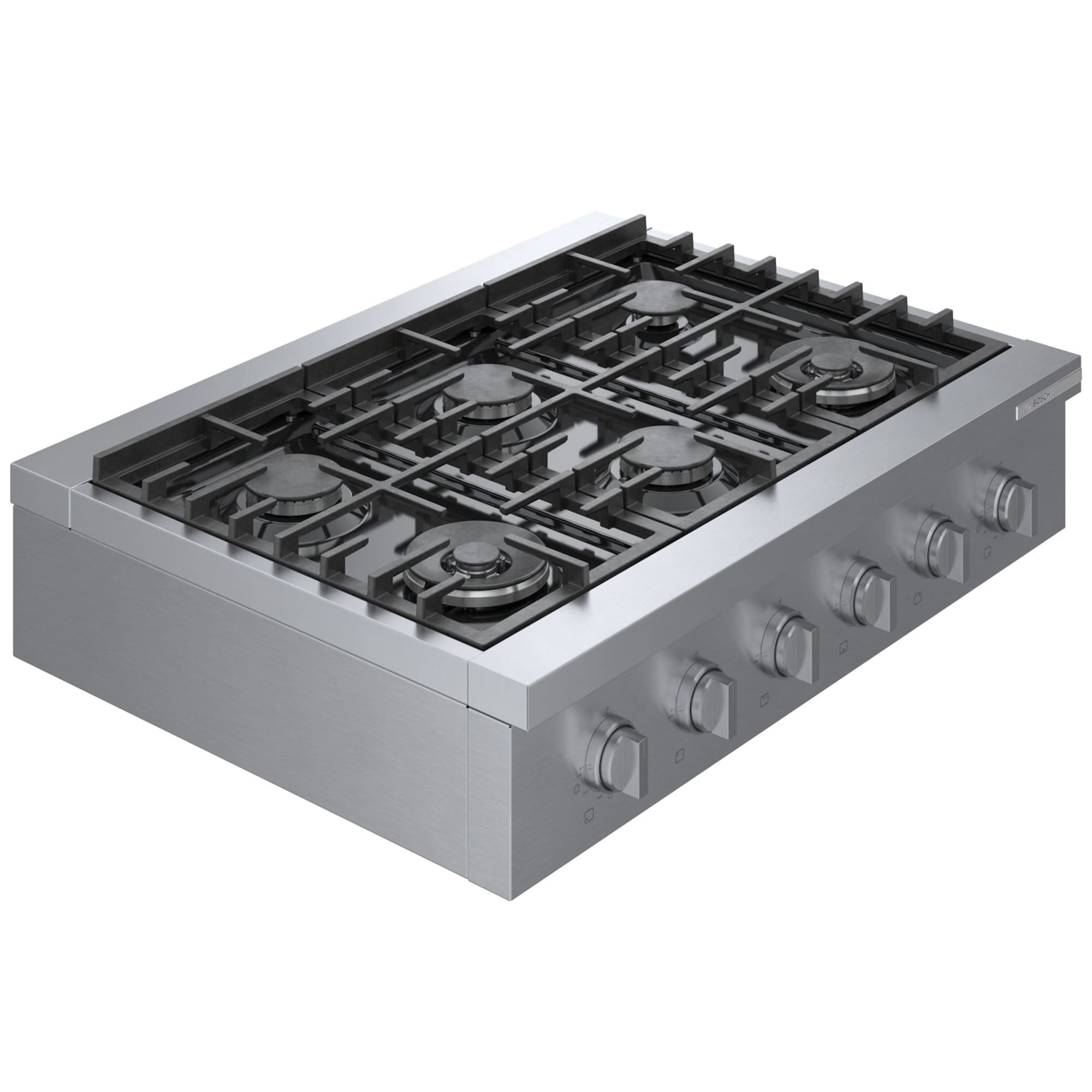 Bosch 800 Series 36 in. 6-Burner Natural Gas Rangetop with Simmer Burner & Power Burner - Stainless Steel, , hires