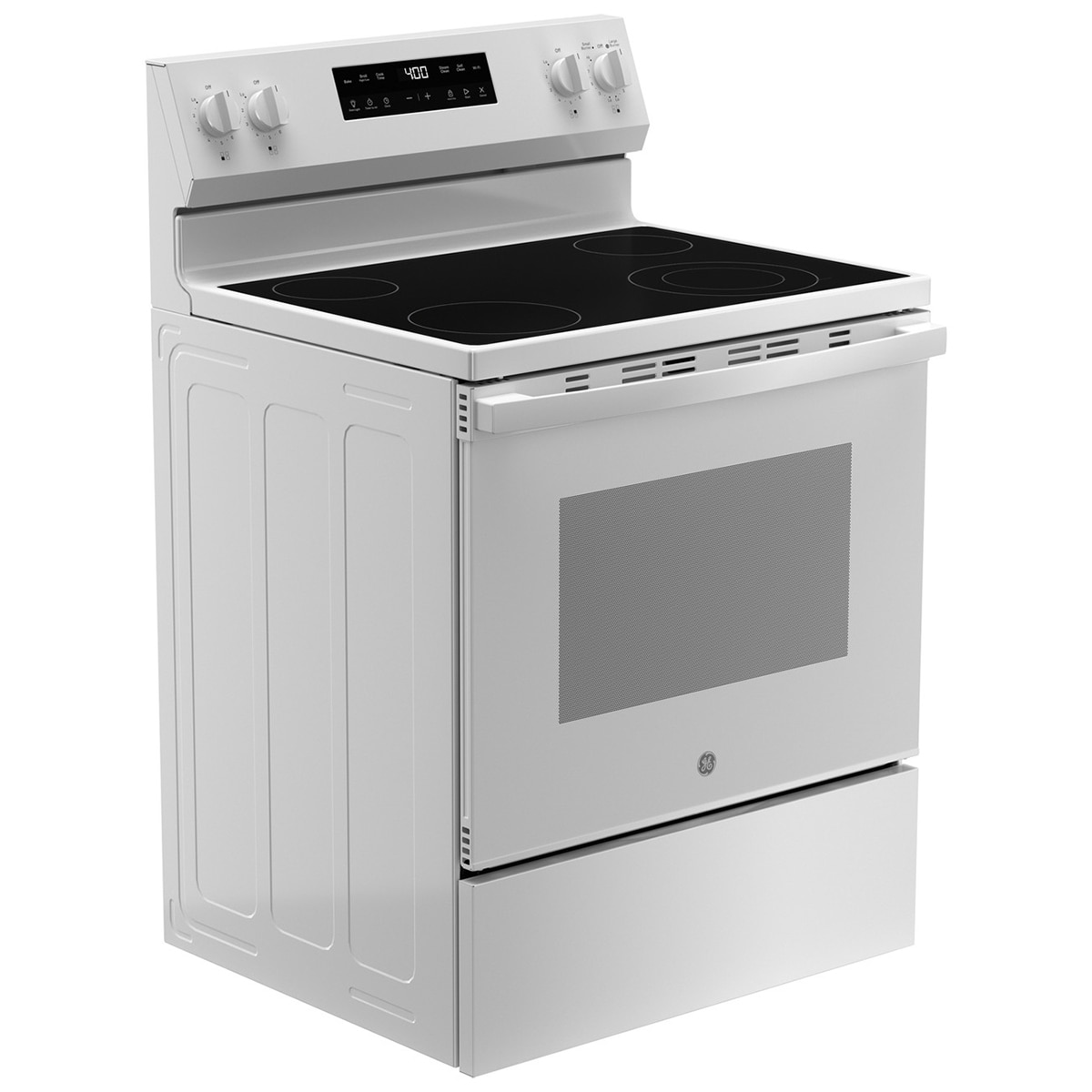 GE 400 Series 30 in. 5.3 cu. ft. Smart Electric Range with Radiant Burners - White, White, hires