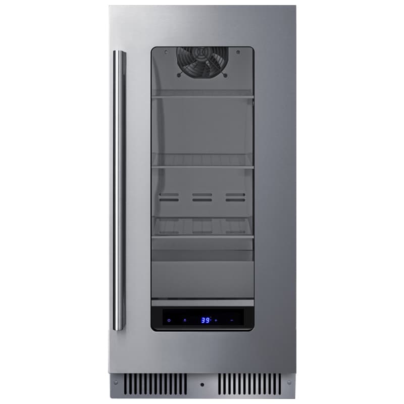 Summit 15 in. Built-In/Freestanding 1.9 cu. ft. Compact Bevrage Center with Adjustable Shelves & Digital Control - Stainless Steel, , hires