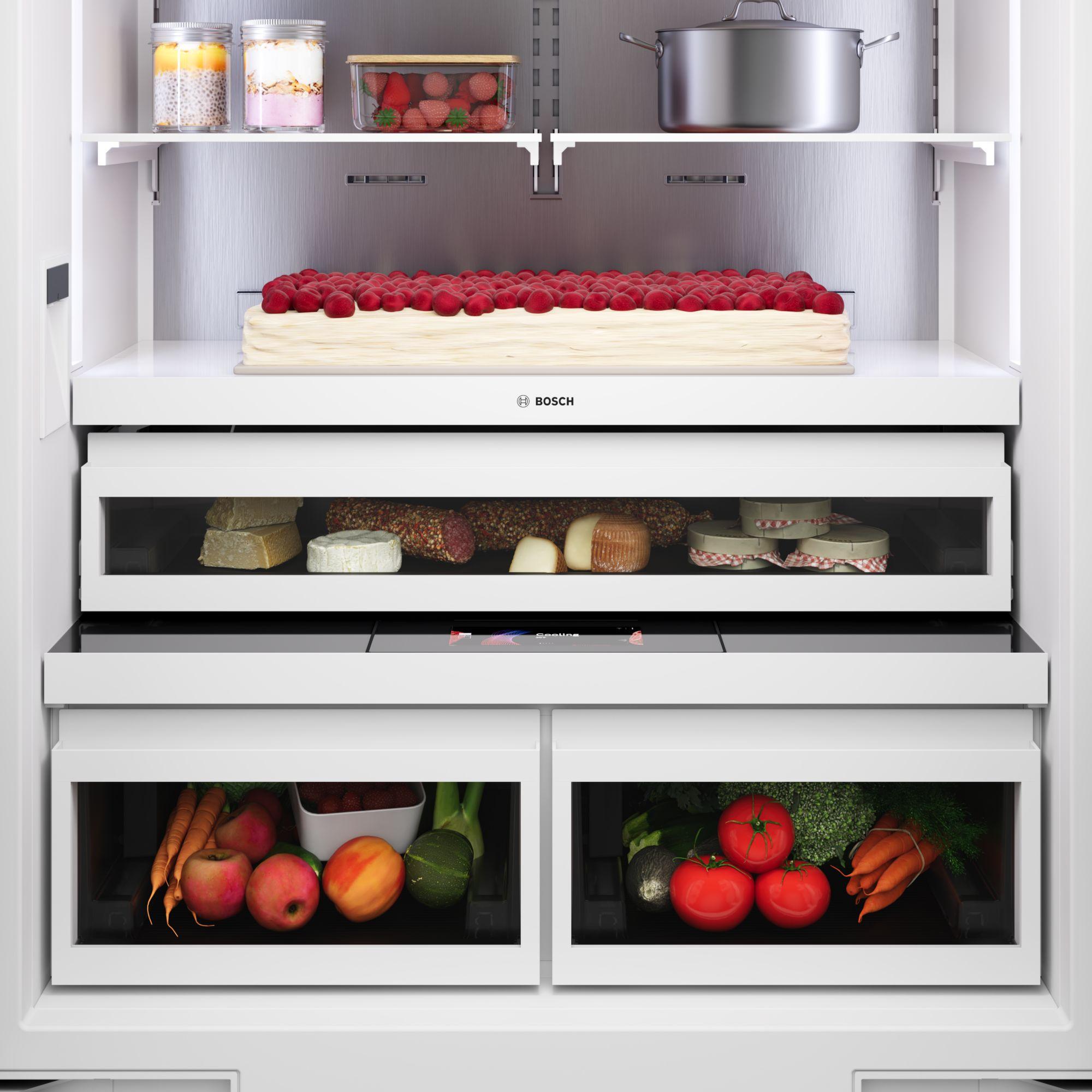Bosch Benchmark Series 36 in. 20.1 cu. ft. Built-In Smart Counter Depth French Door Refrigerator with Internal Water Dispenser - Custom Panel Ready, , hires