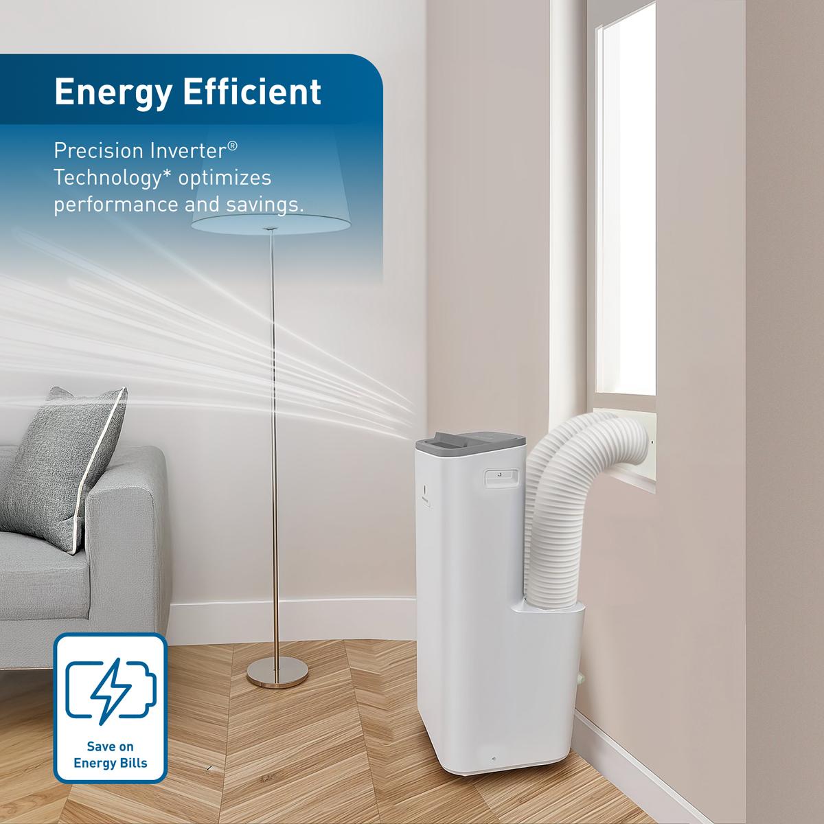 Friedrich ZoneAire Premier Inverter Series Dual-Hose 16,000 BTU 115V Smart Portable Air Conditioner with Heat Pump, 3 Fan Speeds, Remote Control - White, , hires