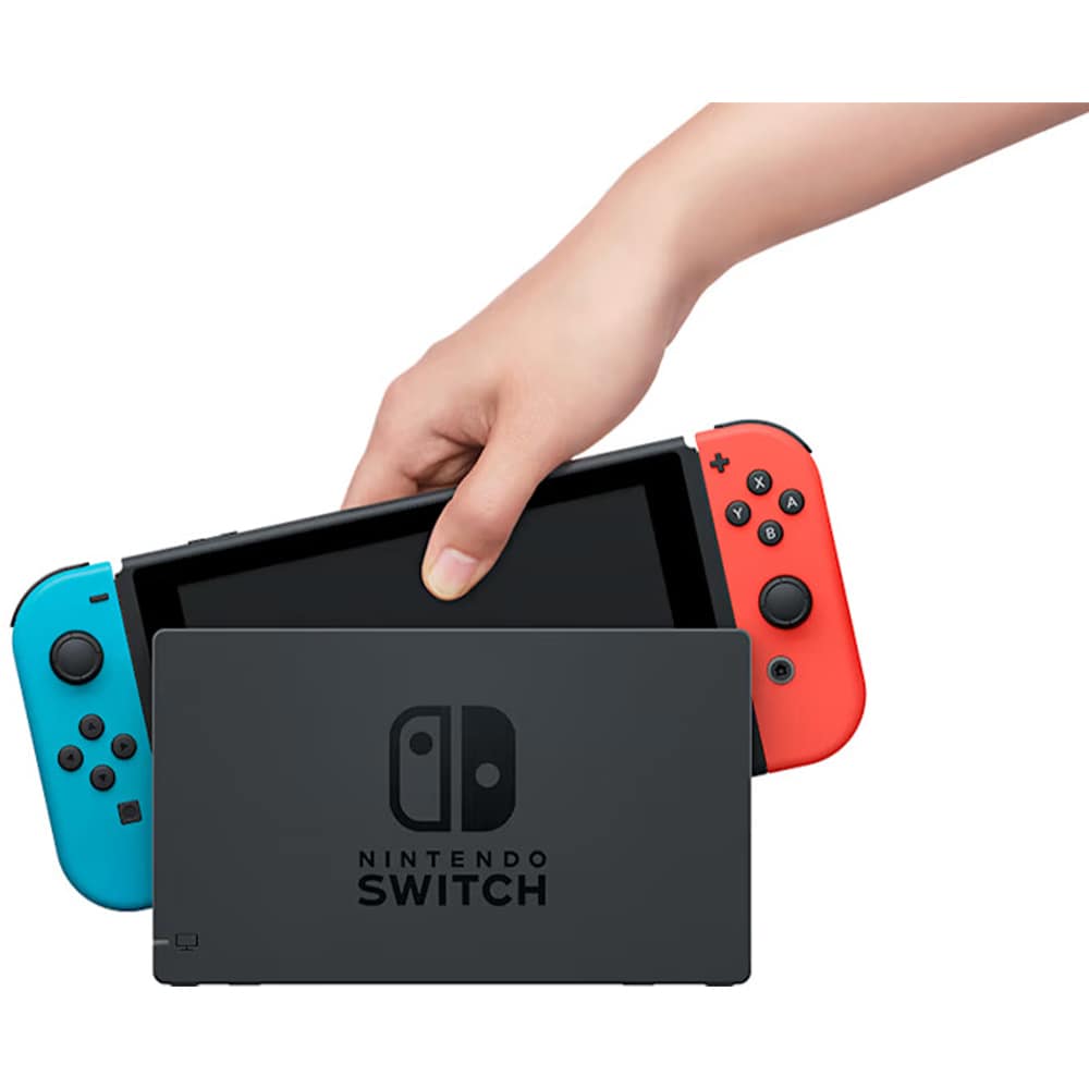 Nintendo Switch with Neon Blue and Neon Red Joy Con, , hires