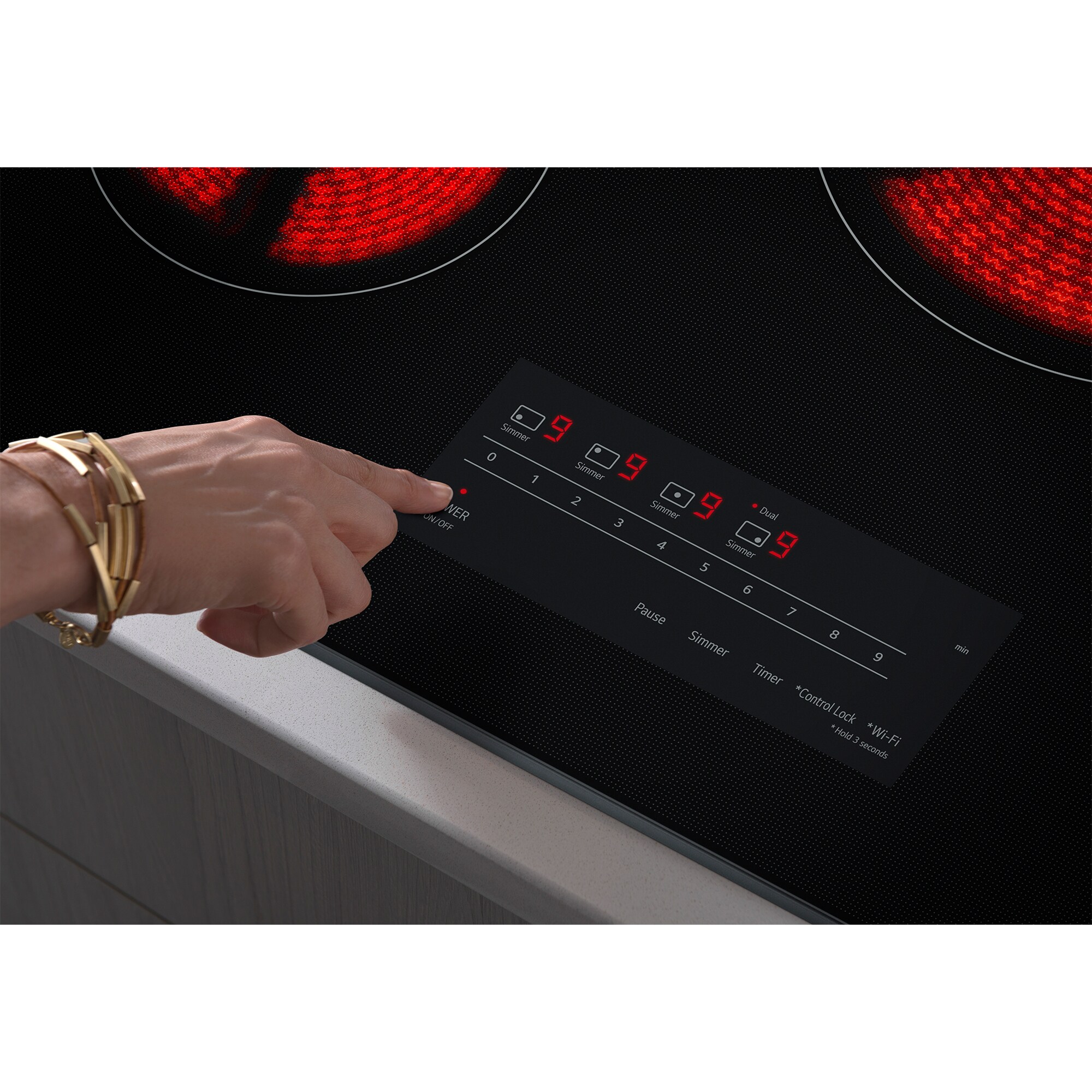 LG 30 in. 4-Burner Smart Electric Cooktop with Simmer Burner - Black, , hires