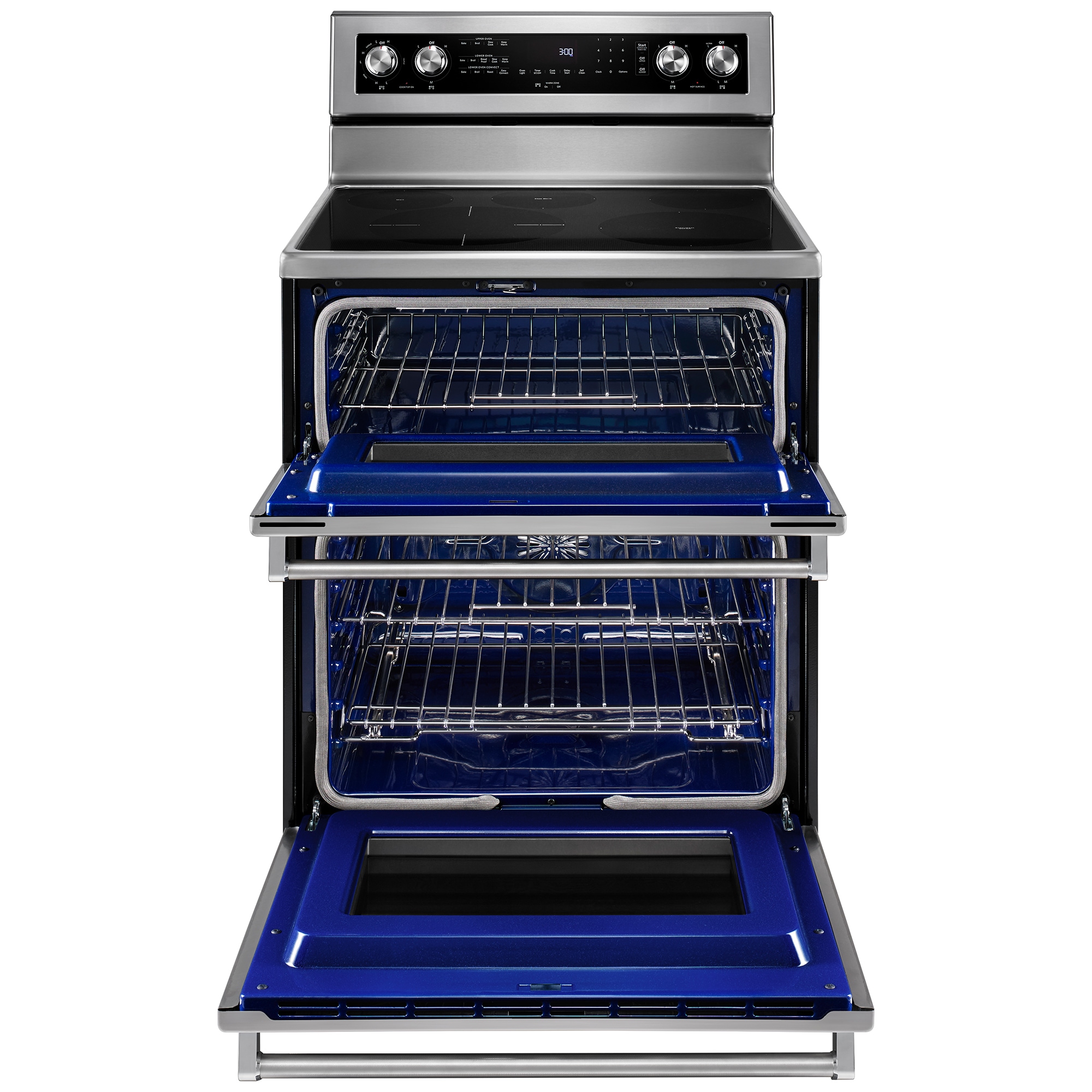 KitchenAid 30 in. 6.7 cu. ft. True European Convection Double Oven Electric Range with Radiant Burners - Stainless Steel, Stainless Steel, hires