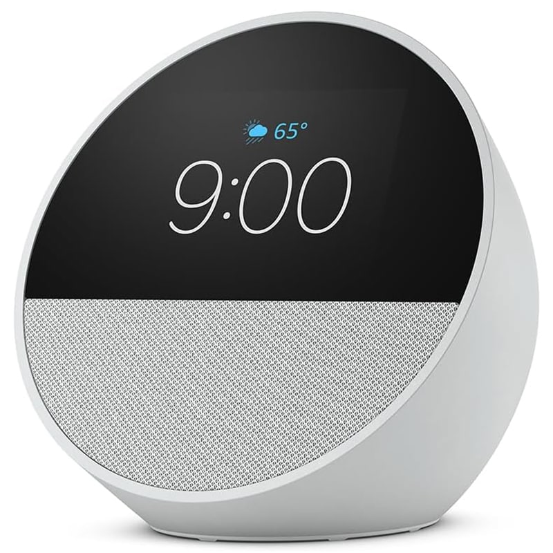 Amazon Echo Spot (2024 release), Smart alarm clock with vibrant sound and Alexa - Glacier White, , hires