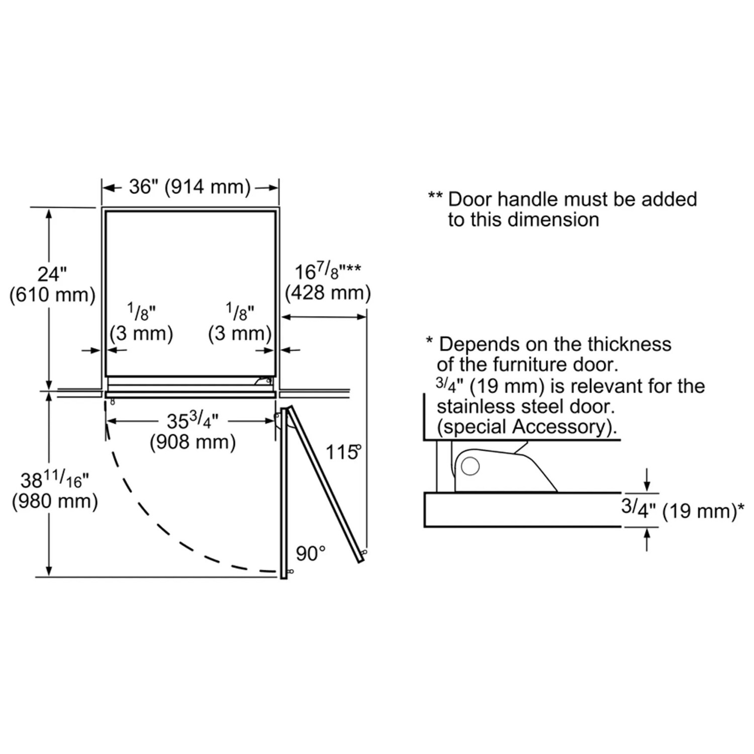 Thermador 36 in. 20.6 cu.ft. Built-In Smart Counter Depth Freeezerless Refrigerator - Custom Panel Ready, , hires