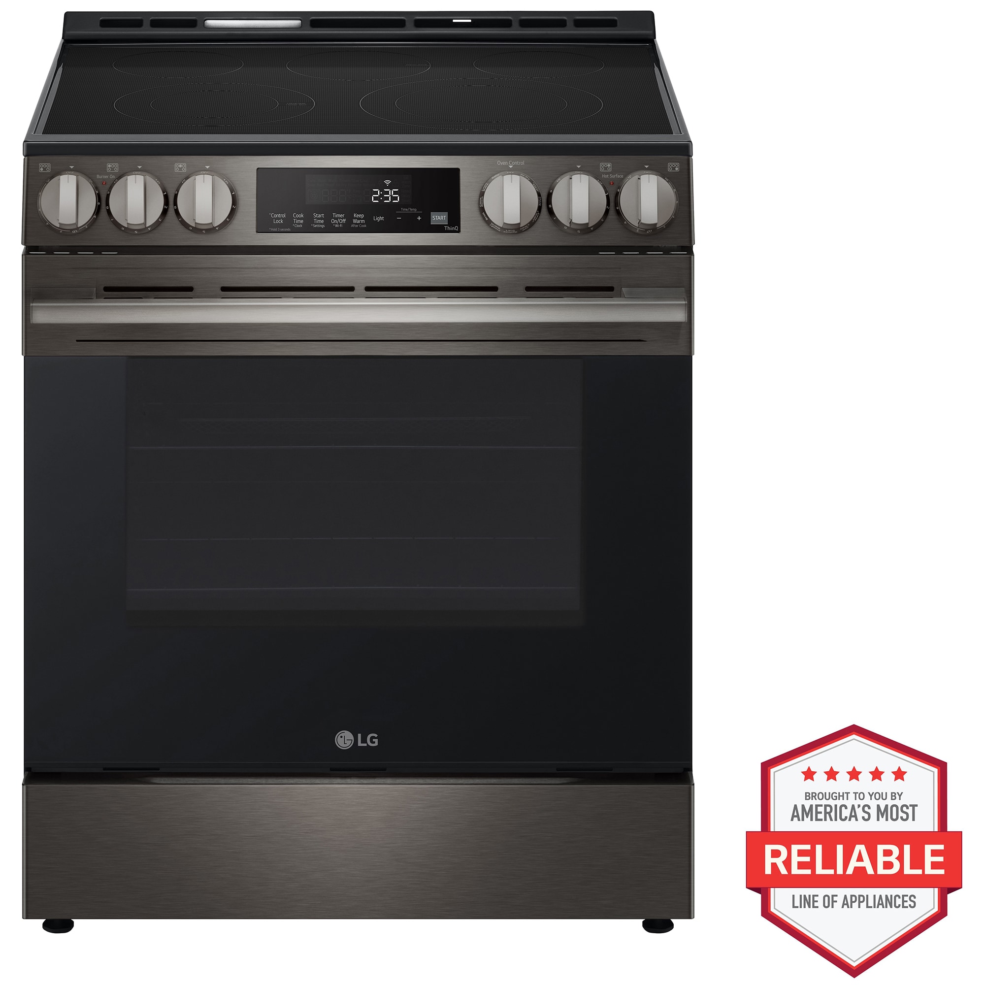 LG 30 in. 6.3 cu. ft. Smart Air-Fry Standard Convection Slide-In Electric Range with Radiant Burners - Black Stainless Steel, , hires