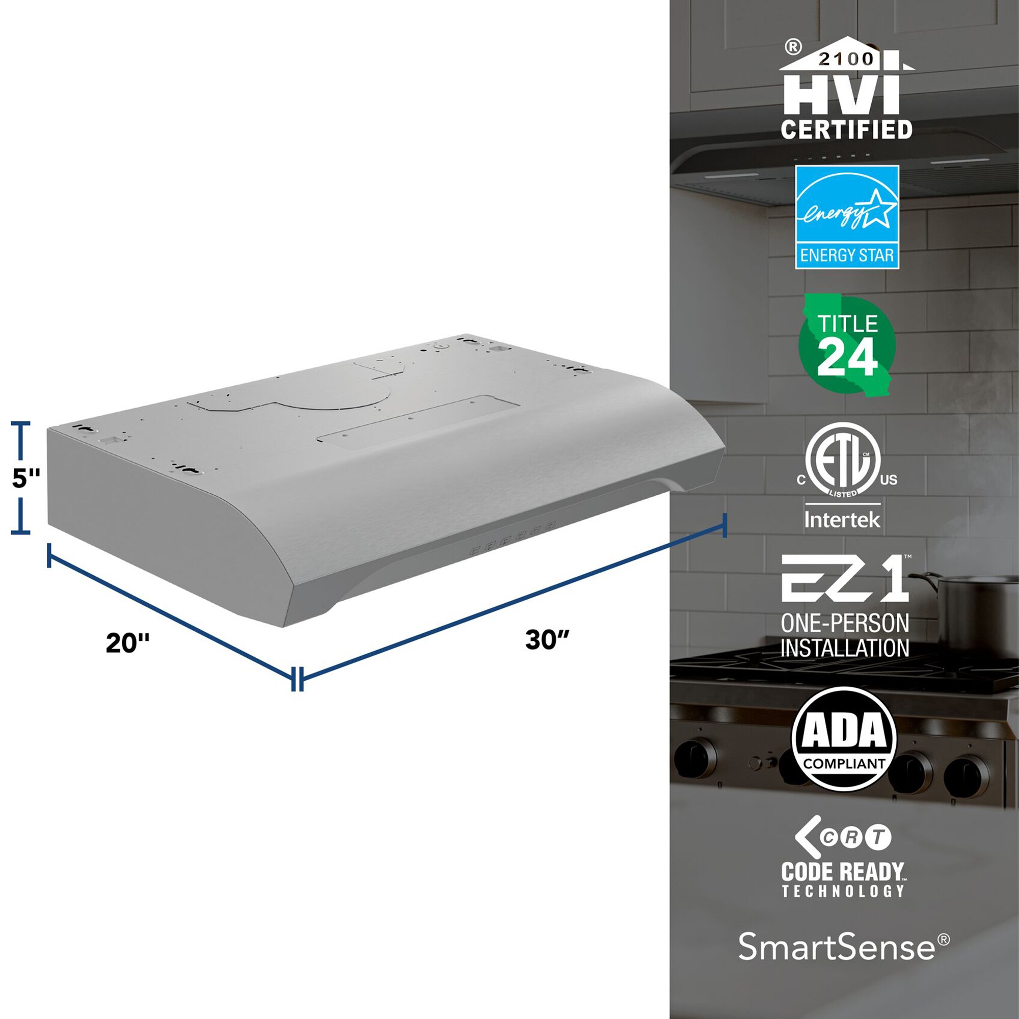 Broan ALT3 Series 30 in. Convertible Standard Style Range Hood with 490 CFM, 3 Fan Speeds & 2 LED Lights - Stainless Steel, , hires