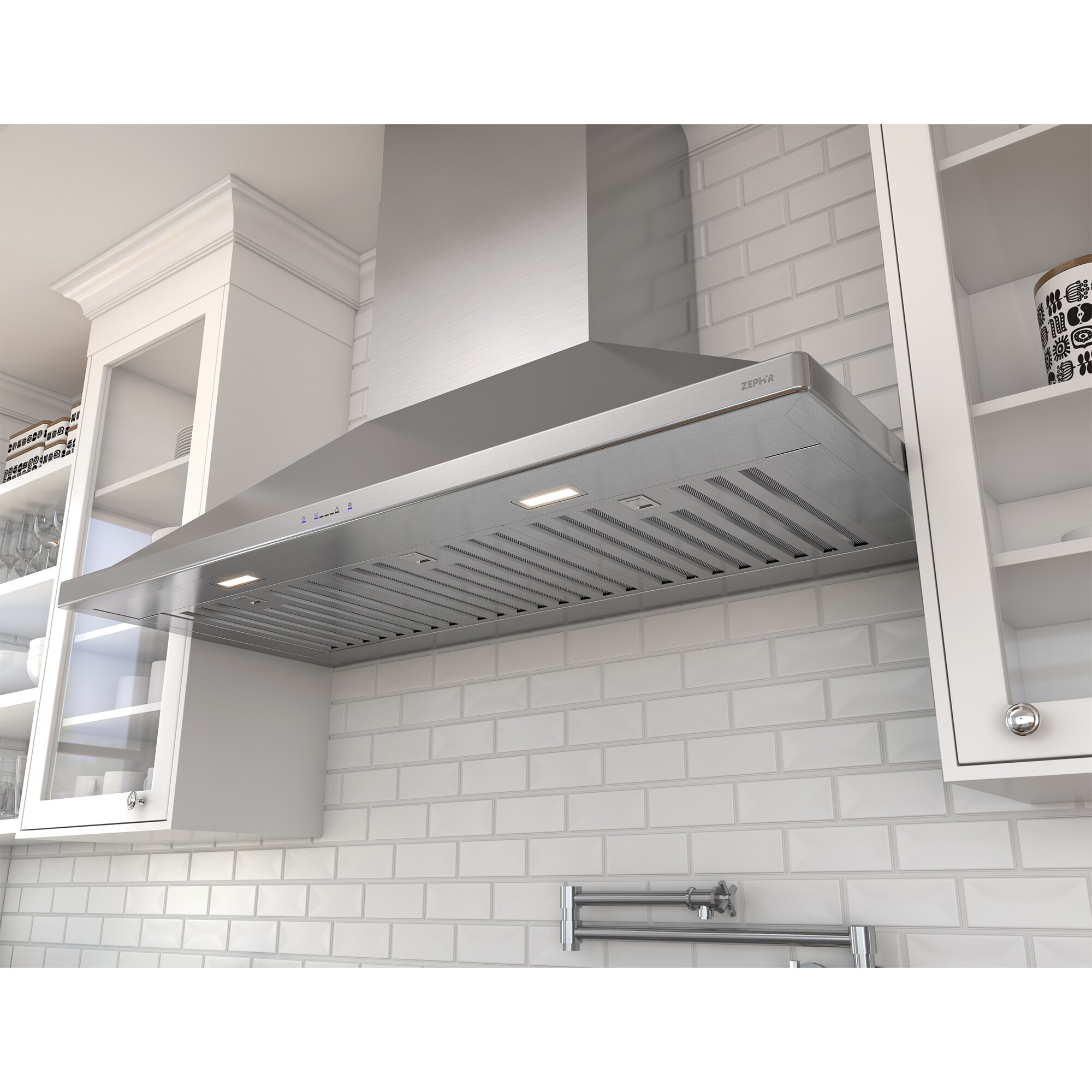 Zephyr 36 in. Chimney Style Range Hood with 5 Speed Settings, 1200 CFM
