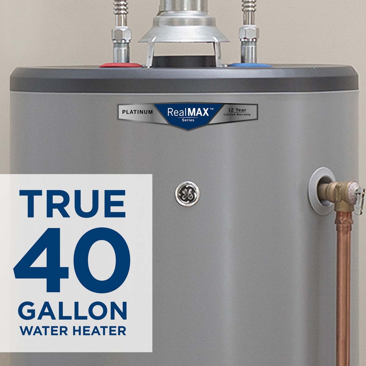 GE RealMax Platinum LP Gas 40 Gallon Tall Water Heater with 12-Year Parts Warranty, , hires