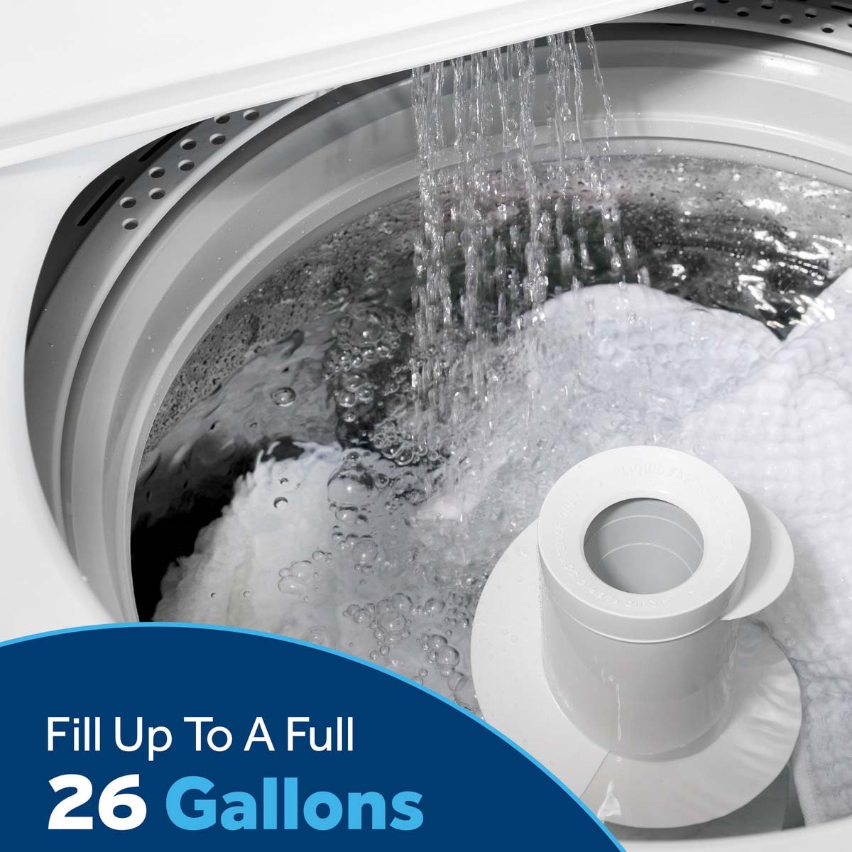 GE 27 in. 4.0 cu. ft. Top Load Washer with Stainless Steel Basket, Water Level Control & Heavy Duty Agitator - White, , hires