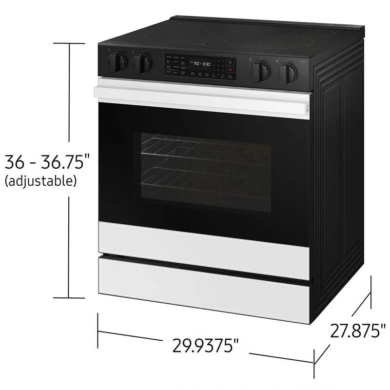 Samsung Bespoke 30 in. 6.3 cu. ft. Smart Air Fry Standard Convection Slide-In Electric Range with Radiant Burners - White Glass, White Glass, hires