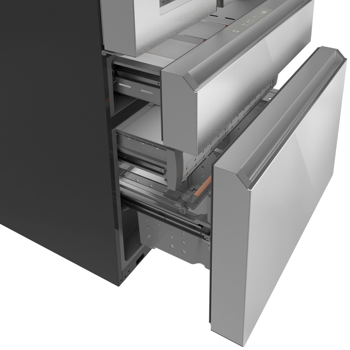 Cafe 36 in. 22.3 cu. ft. Smart Counter Depth 4-Door French Door Refrigerator with Ice & Water Dispenser - Platinum Glass, Platinum Glass, hires