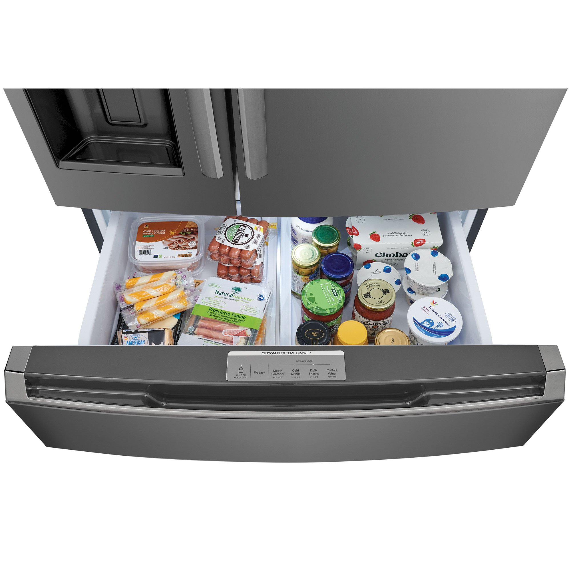 Frigidaire Gallery 36 in. 21.5 cu. ft. Counter Depth 4-Door French Door Refrigerator with Ice & Water Dispenser - Black Stainless, Black Stainless, hires