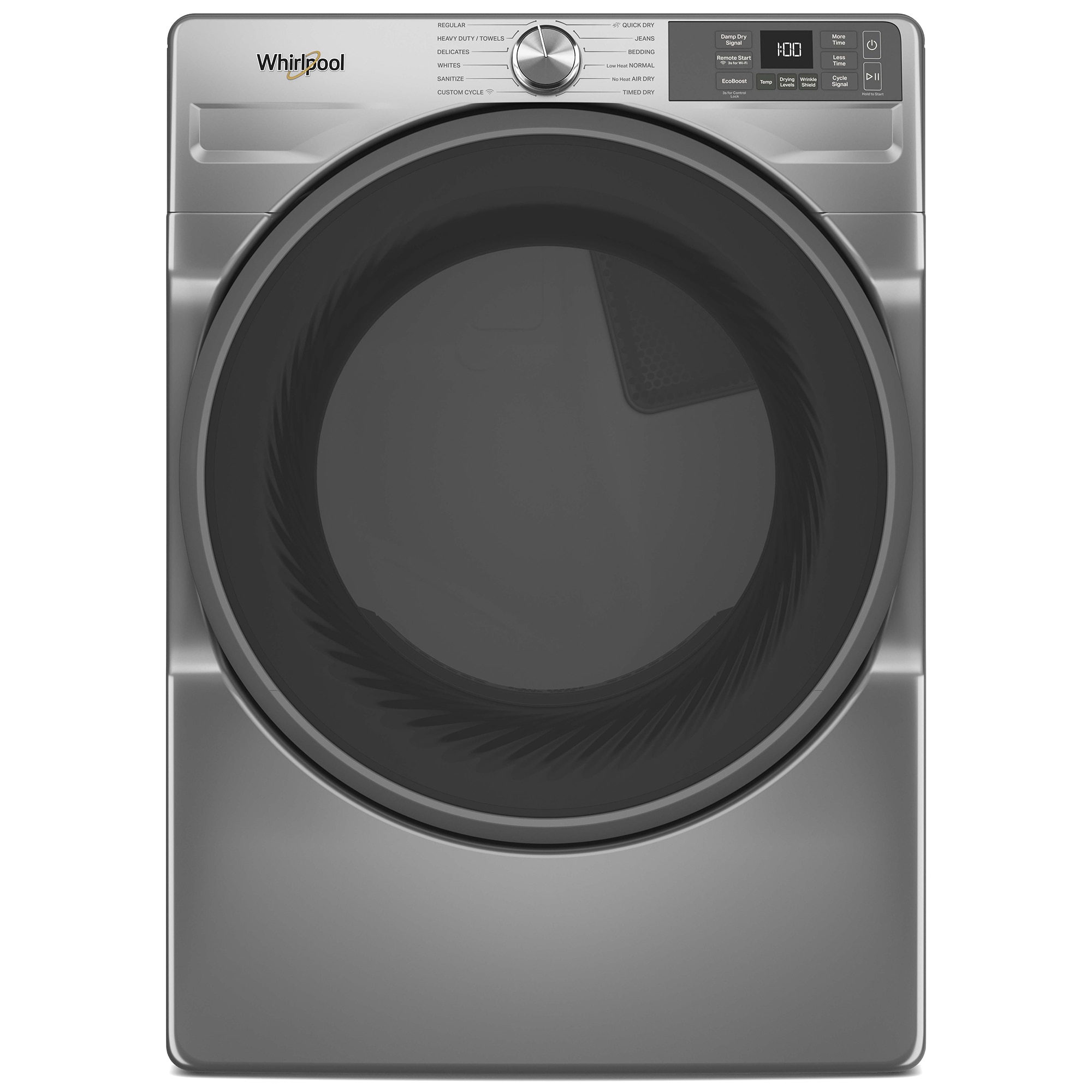 Whirlpool 27 in. 7.4 cu. ft. Smart Stackable Electric Dryer with Sensor Dry & Sanitize Cycle - Radiant Silver, Silver, hires