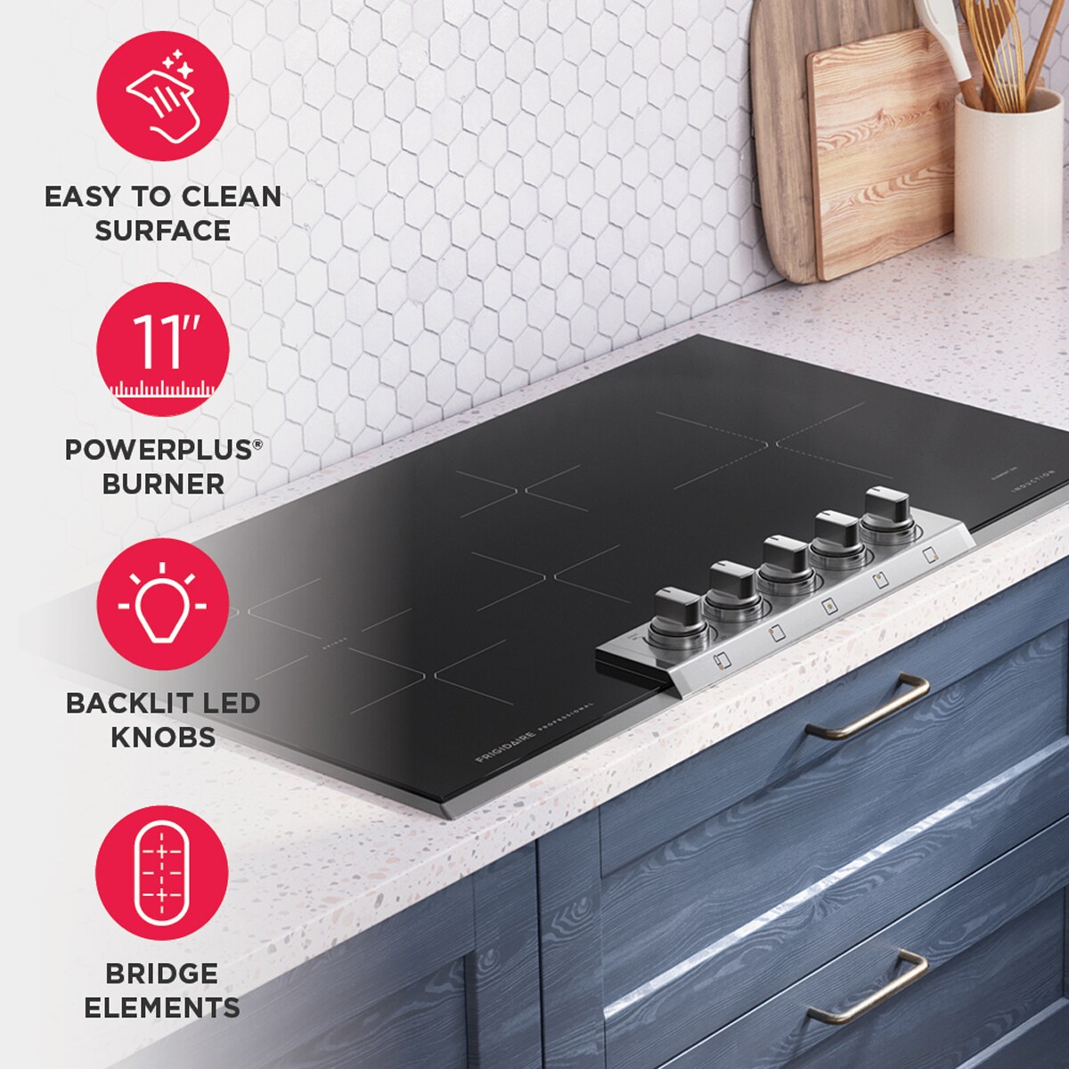 Frigidaire Professional 5-Burner Induction Cooktop with Simmer Burner & Power Burner - Stainless Steel, , hires