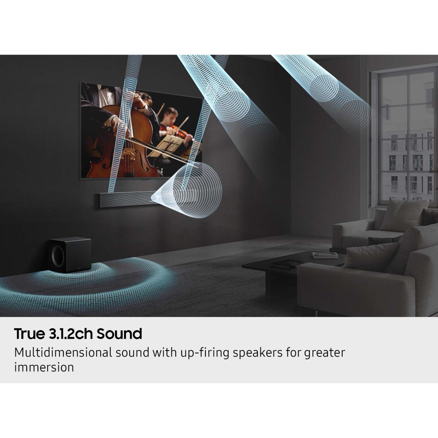 Samsung Q-Series 3.1.2 Channel Dolby Atmos Smart Sound Bar with Bluetooth & Wireless Subwoofer - Titan Black, , hires