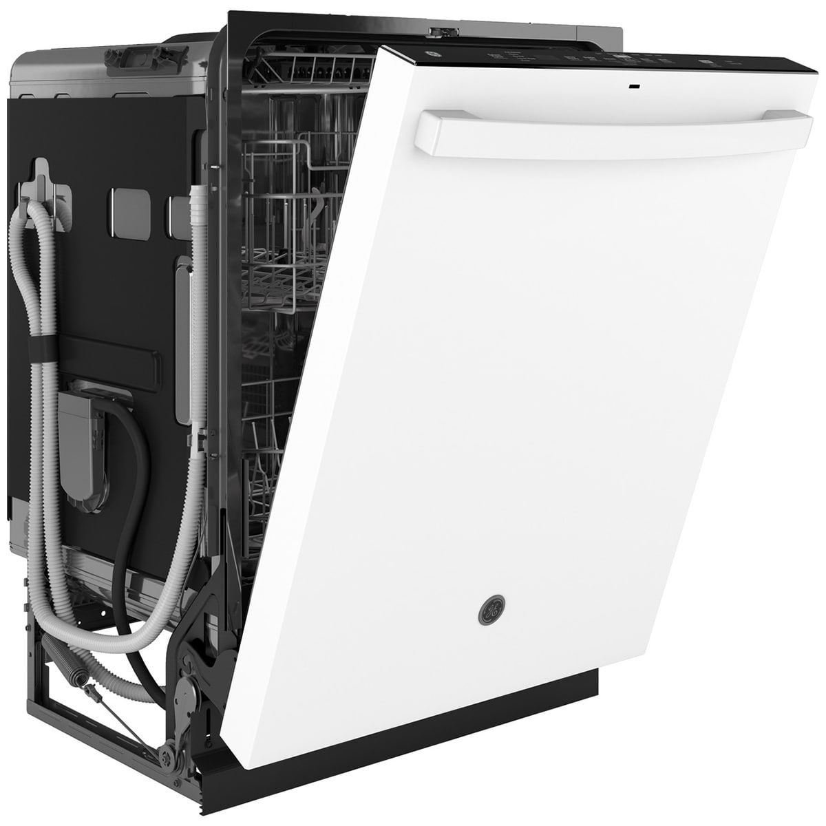 GE 24 in. Top Control Flush-Mount Dishwasher with 45 dBa Sound Level, 3rd-Rack & Dry Boost - White, White, hires