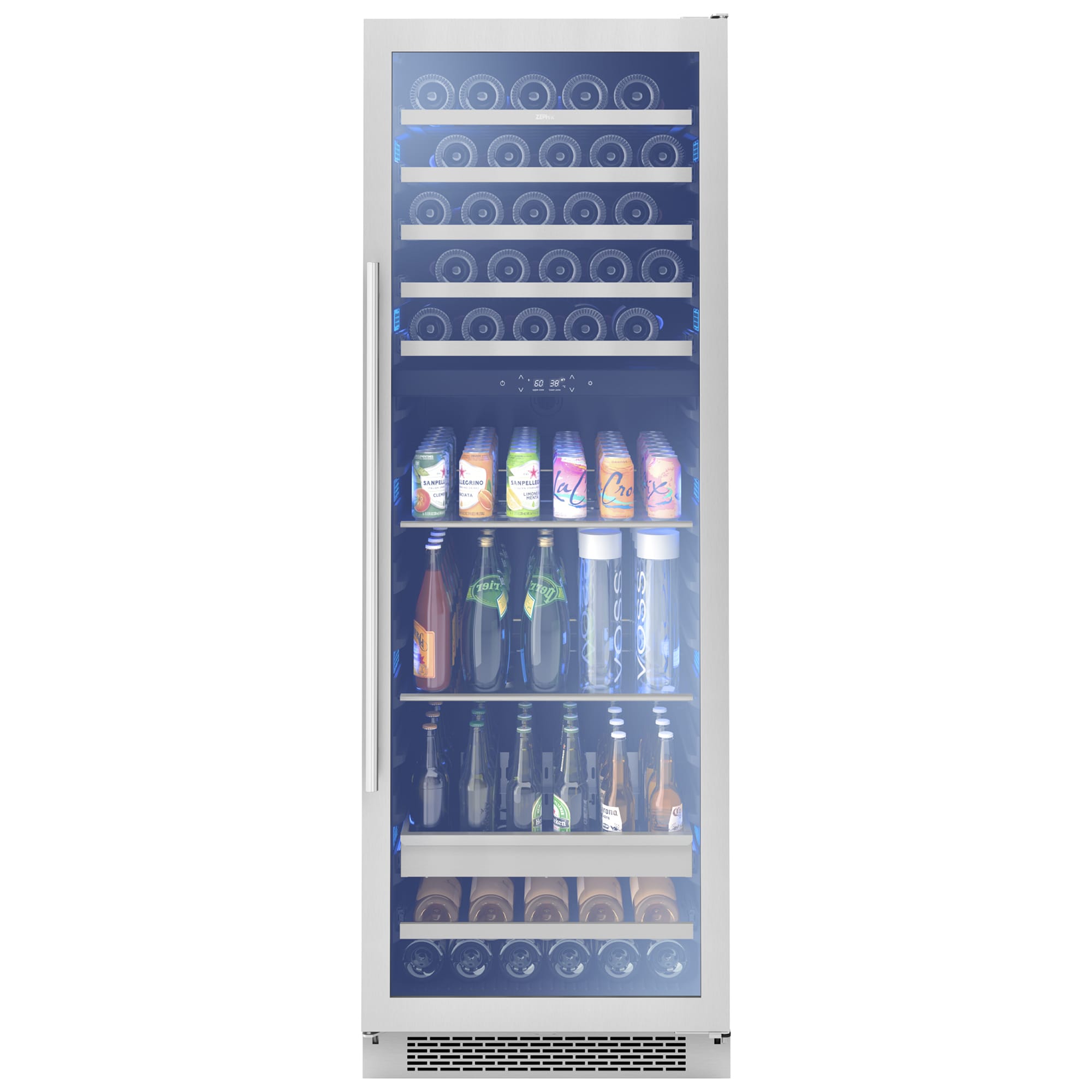 Zephyr Presrv Series 24 in. Wine Cooler with Wood Racks, Dual Temperature Zones & 59 Bottle Capacity - Stainless Steel, , hires